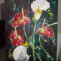 Modern original wall art acrylic painting red and white flowers abstract still life-new