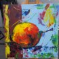 Modern original acrylic painting fresh fruit pear abstract still life
