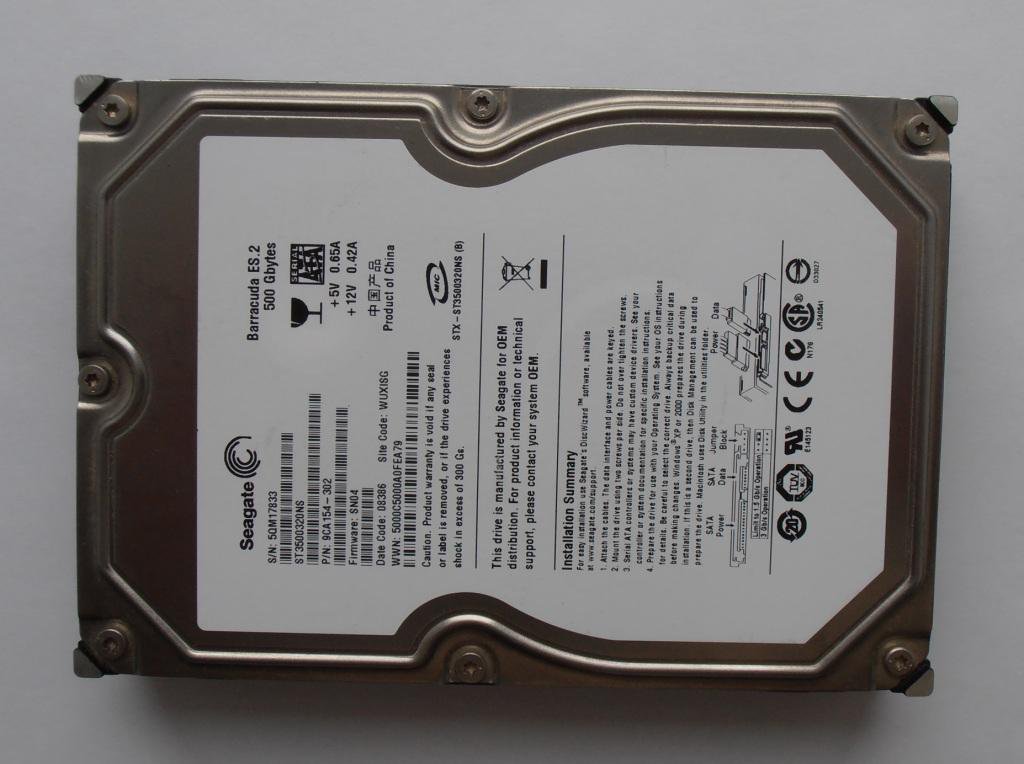 Seagate ST3500320NS 9CA154 Hard Drive SN04 WUXISG 500g 3.5 SATA Donor ...