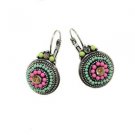 Vintage Silver 2 Color Beads Rhinestones Ethnic Stud Earrings