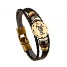 LEATHER AND GOLD ZODIAC BRACELET-Taurus