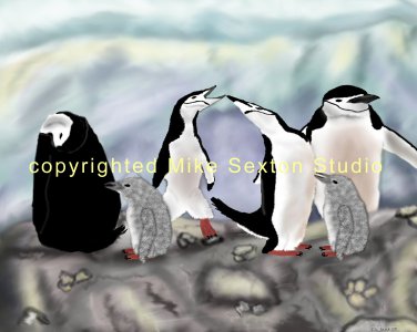 Family Get Together (Chinstrap Penguins Print)