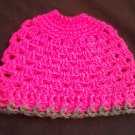 Crochet Messy Bun Pony Tail Beanie Hot Pink