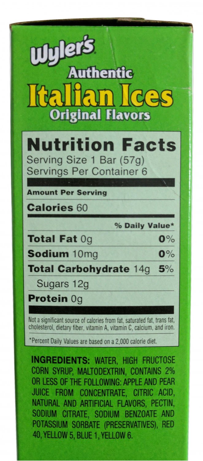 Wyler's Authentic Italian Ices, 60 Calories Per Bar, Fat Free & Gluten