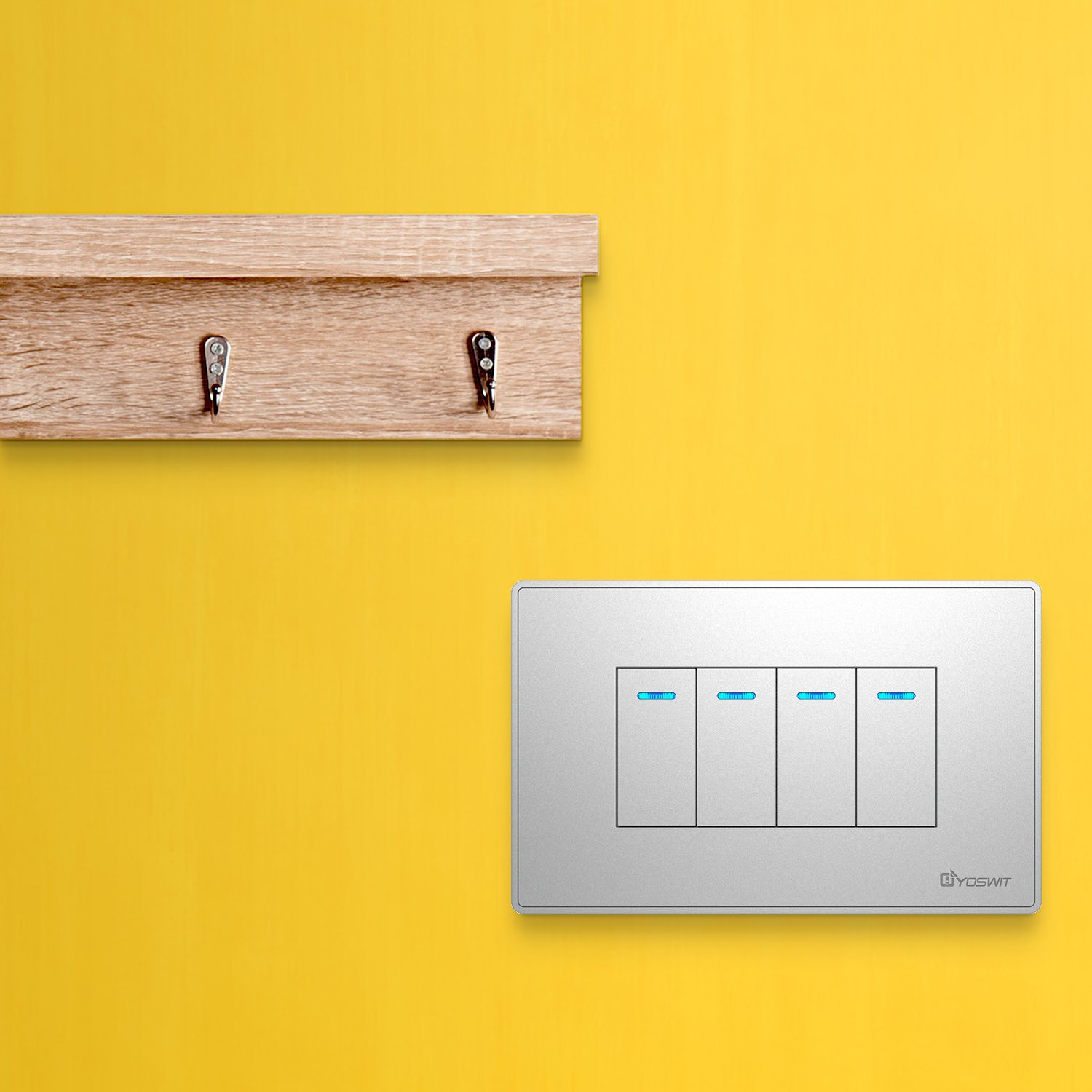 Bluetooth Smart On/Off Switch 4 Gangs (Socket 118) Silver