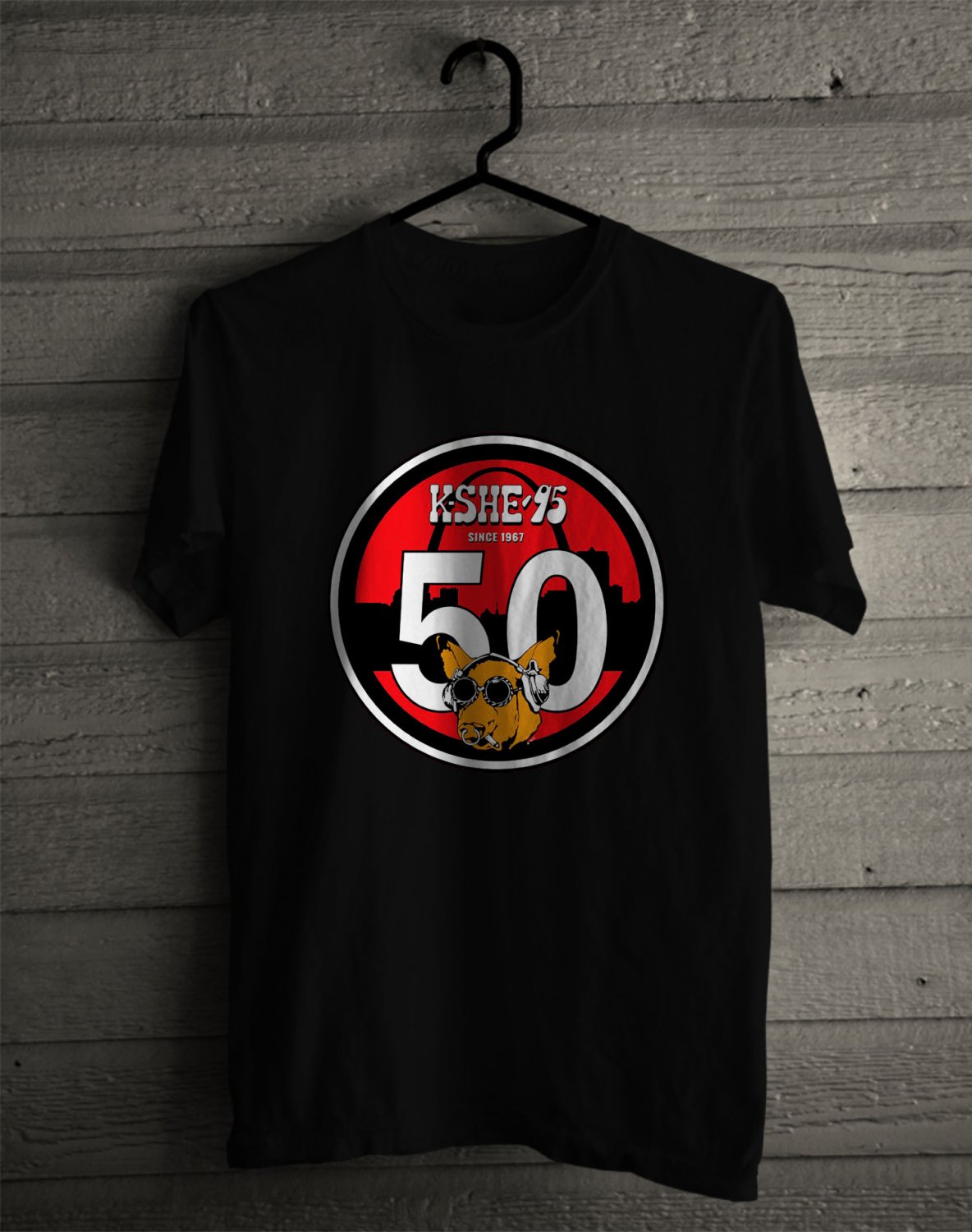 KSHE 95 Radio 50th Birthday on Sept 2017 Black Tee's Front Side by