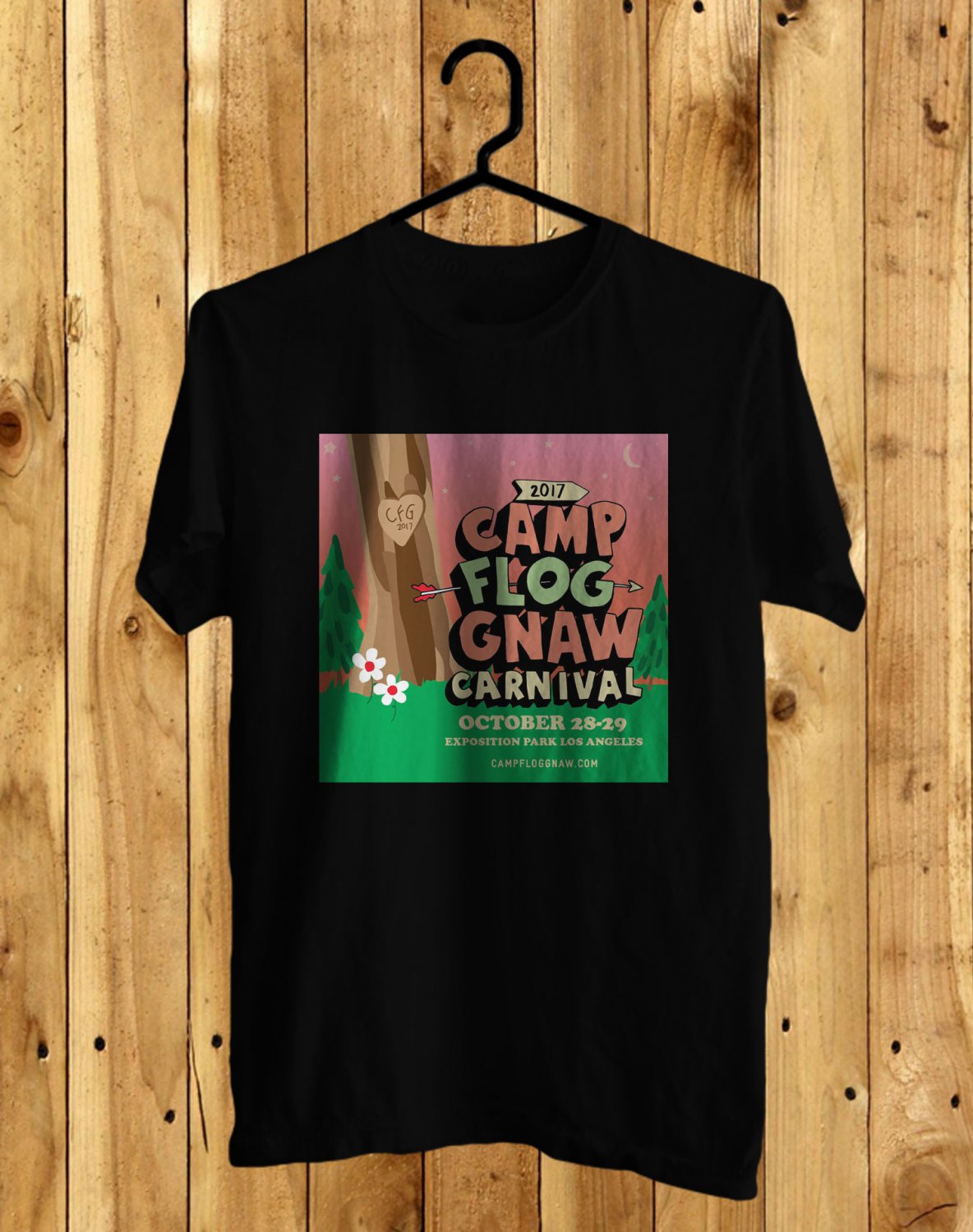 Camp Flog Gnaw Music Fest Logo 2017 Black Tee's Front Side by Complexart z2