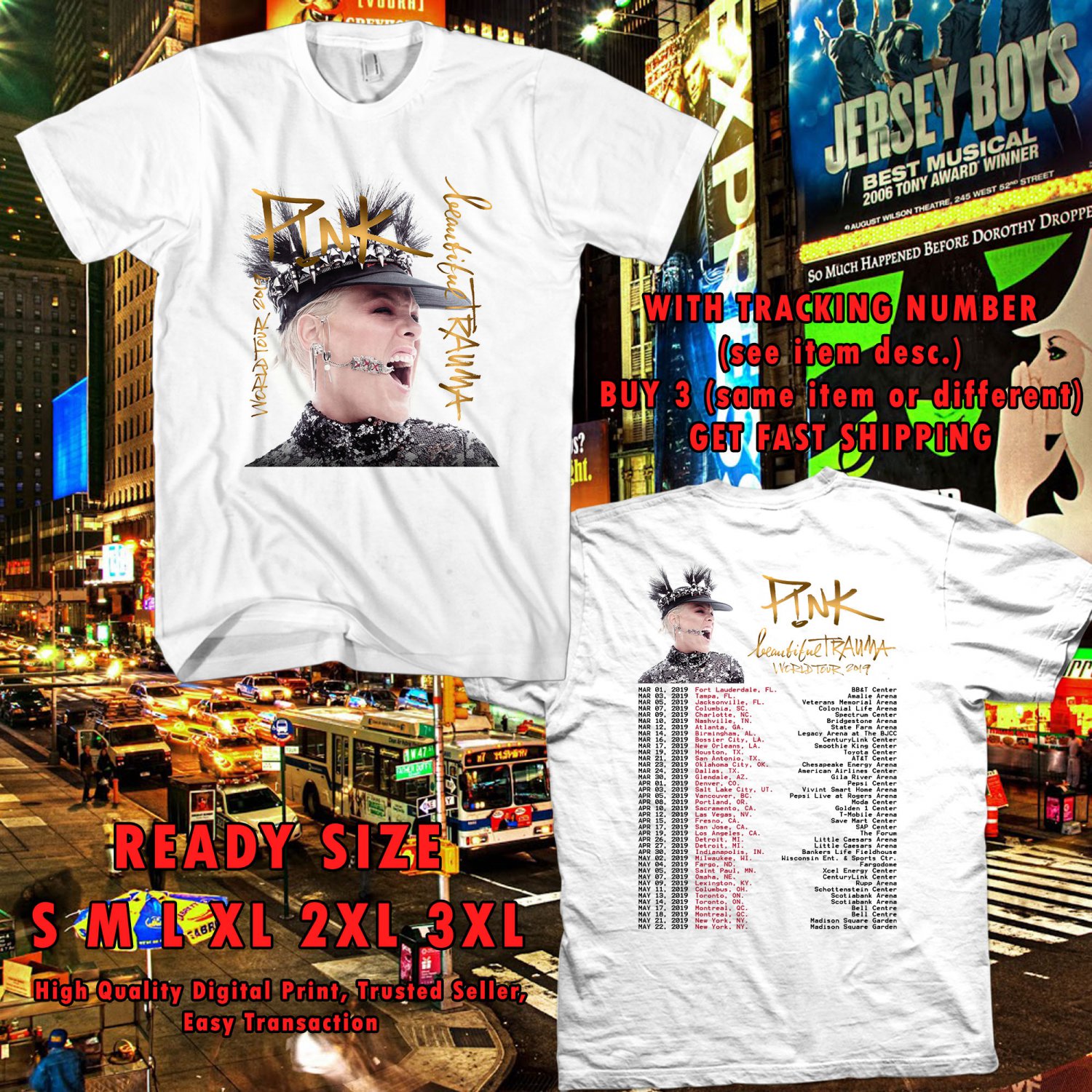 Get This Pink Beautiful TRAUMA Tour 2019 White Tee Andalid1