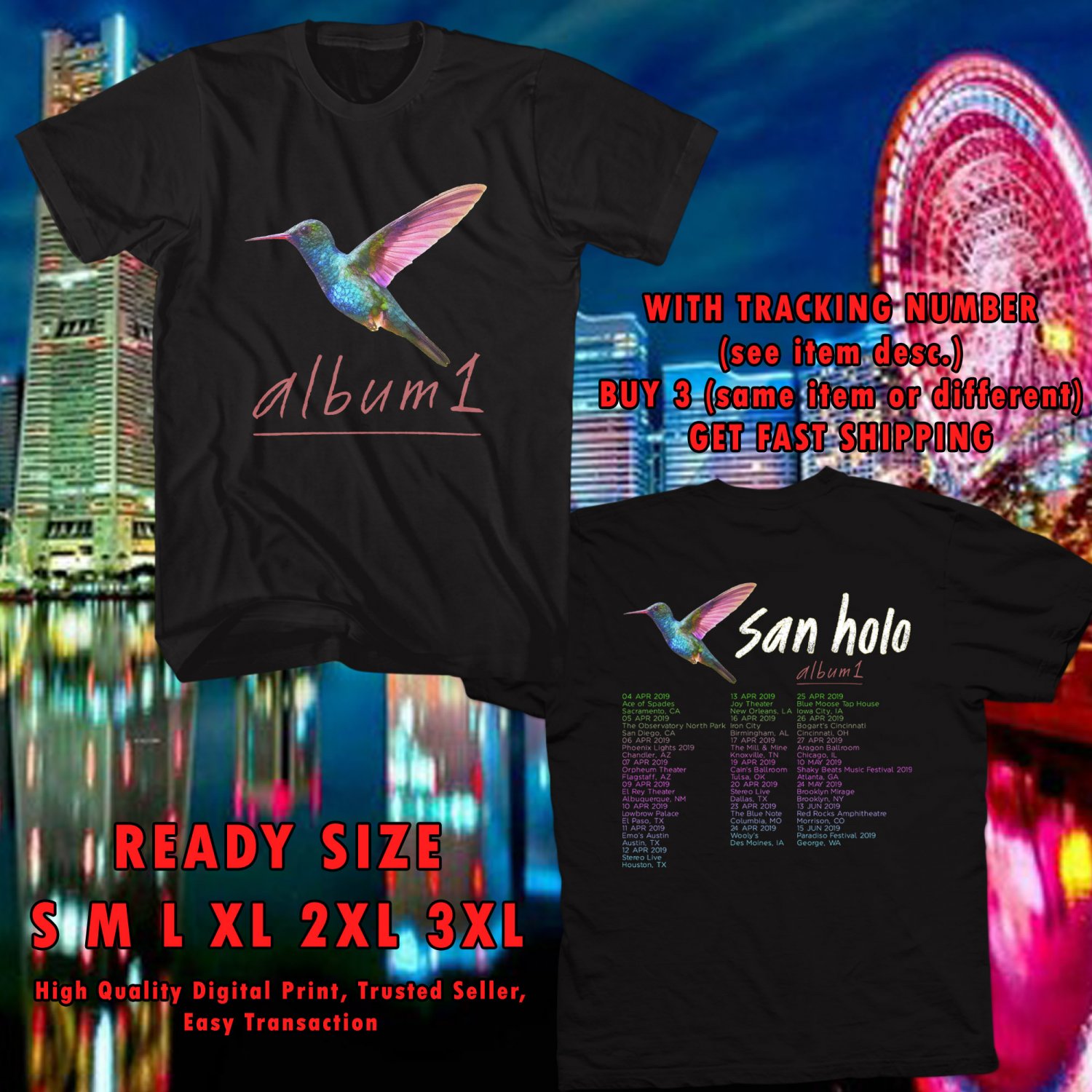 Get This San Holo Album 1 N.America Tour 2019 Black Tee Andalid3