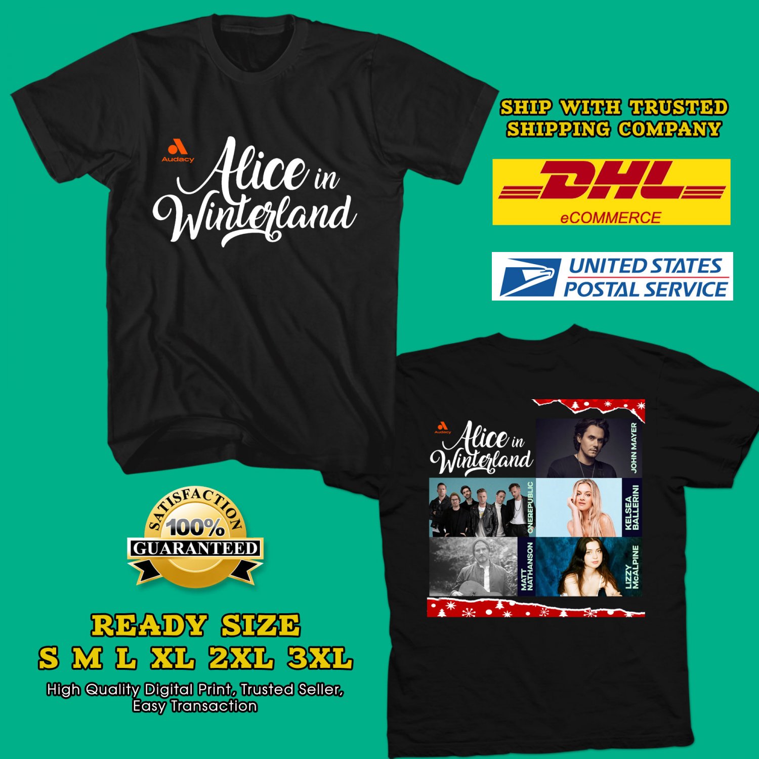2022 SHOW ALICE IN WINTERLAND MUSIC FESTIVAL BLACK TEE SHIRT W LINEUP