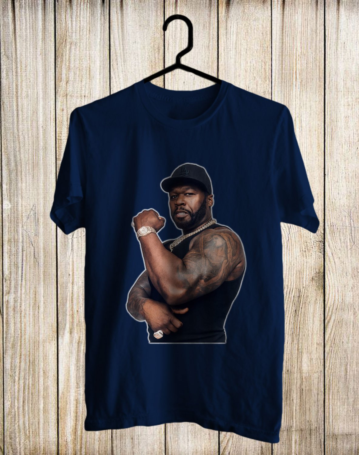 50 CENT PERFORM FRONT SIDE BLUE NAVY TEE ADL01