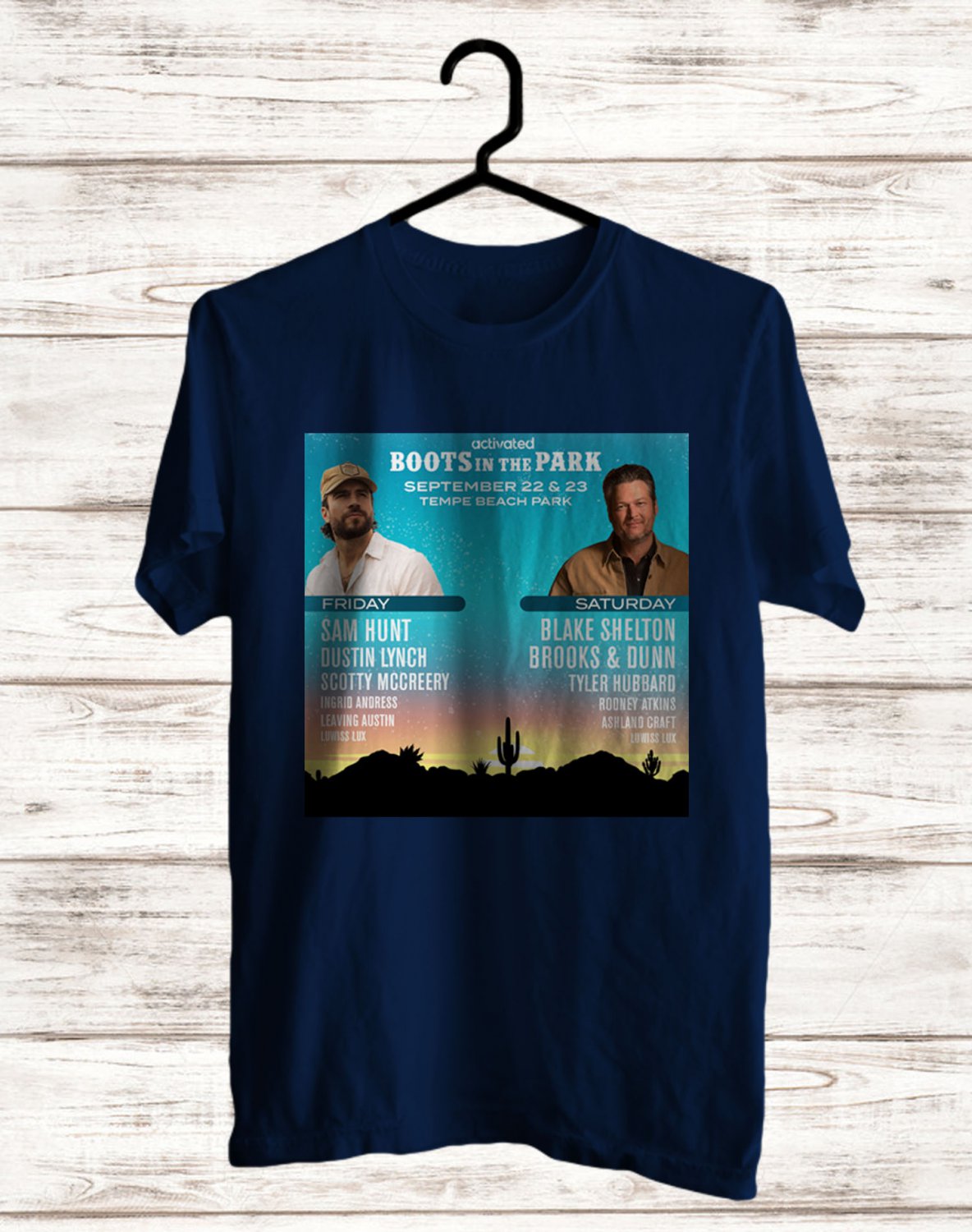 BOOTS IN THE PARK TEMPE MUSIC FESTIVAL LINEUP 2023 FRONT SIDE BLUE NAVY