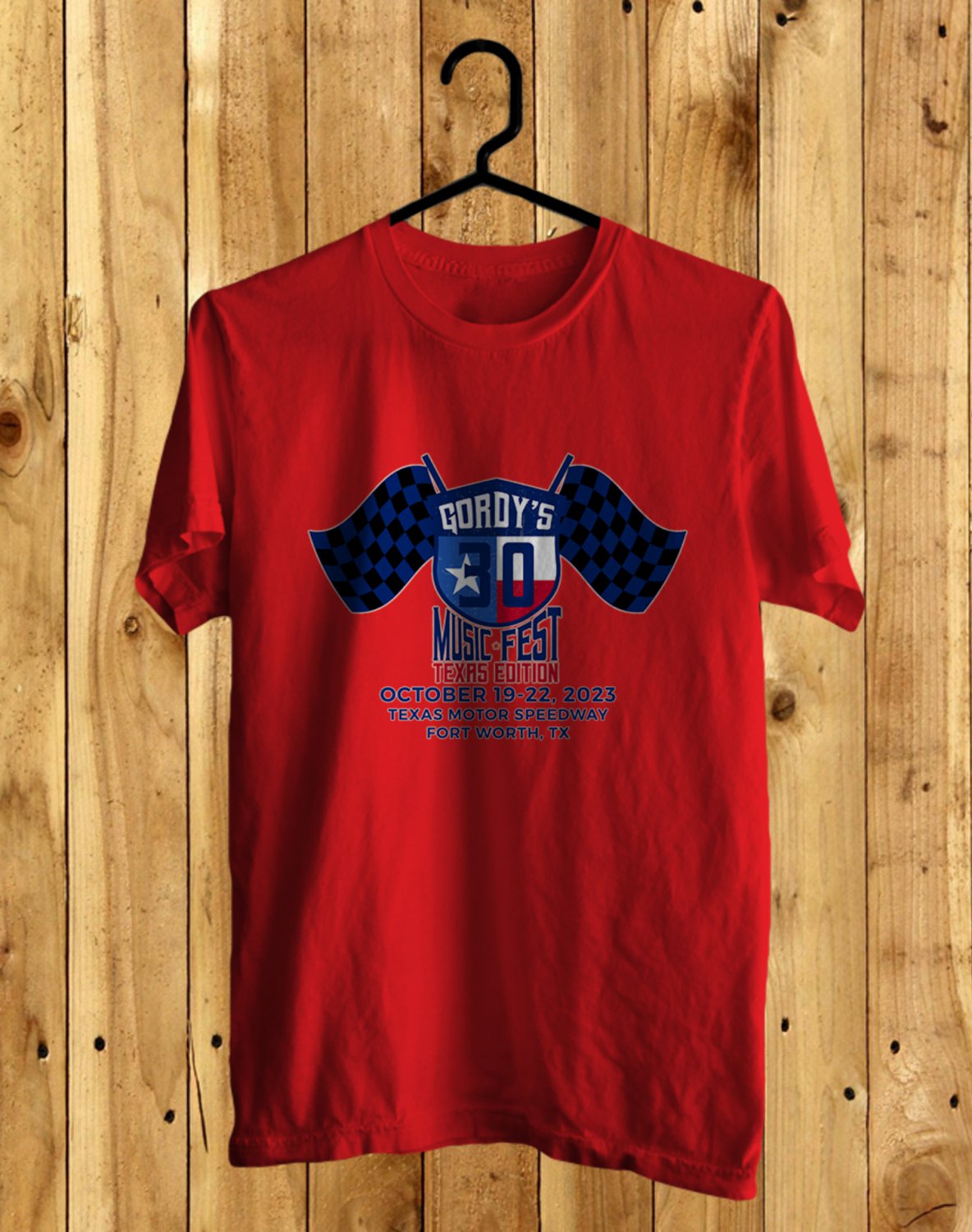 GORDY'S HWY 30TH TEXAS EDITION MUSIC FESTIVAL 2023 FRONT SIDE RED TEE ADL01