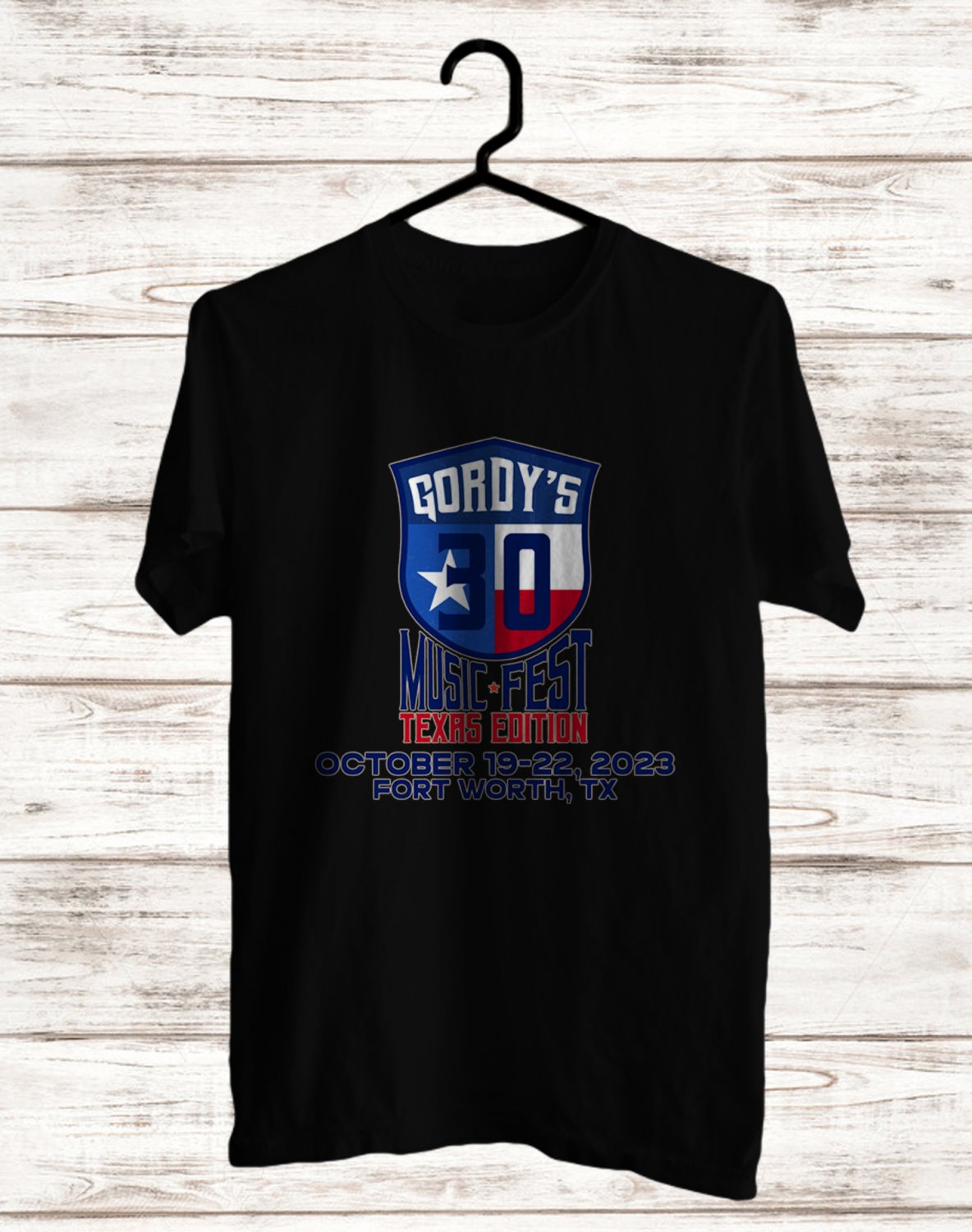 GORDY'S HWY 30TH TEXAS EDITION MUSIC FESTIVAL 2023 FRONT SIDE BLACK TEE ADL01