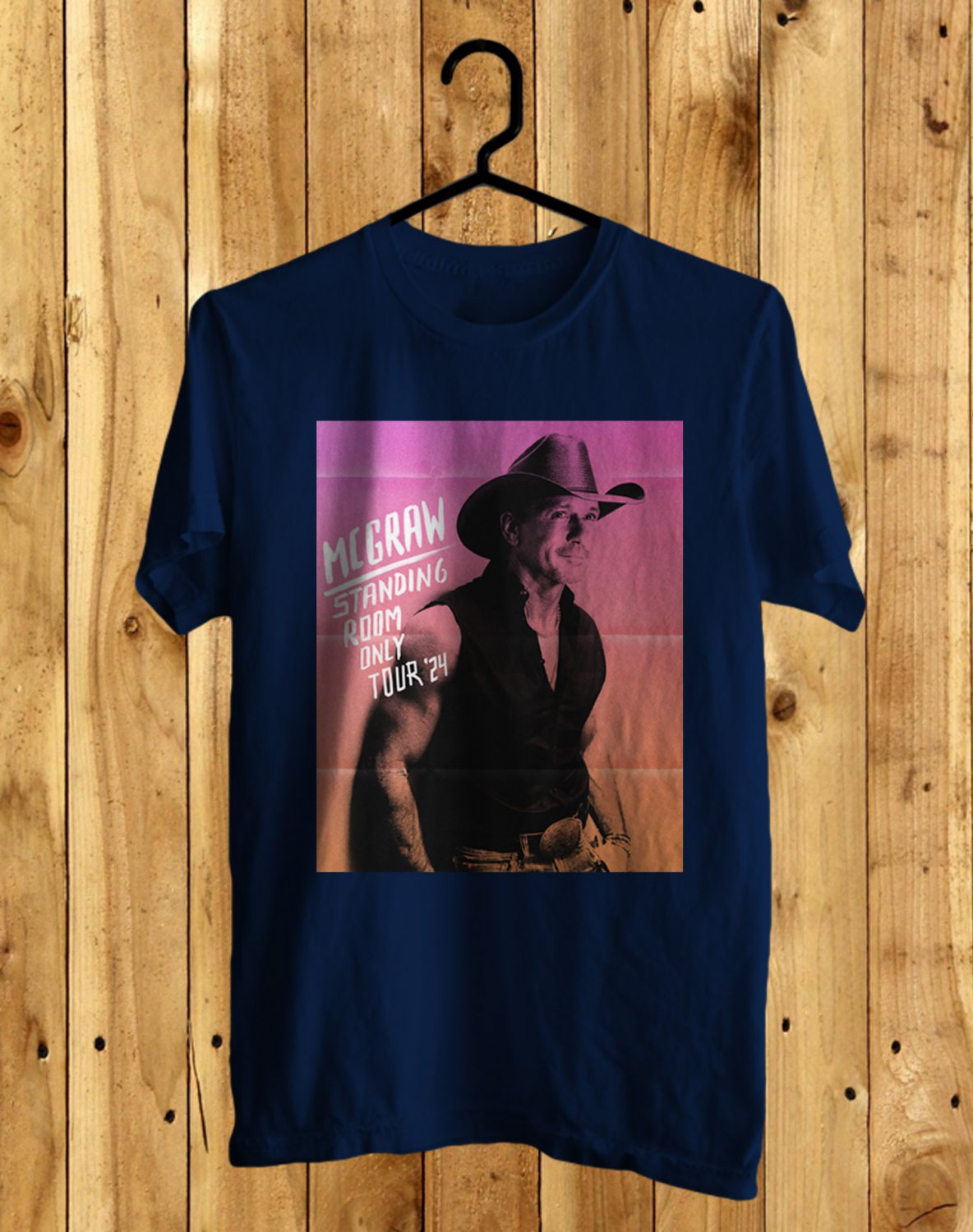TIM McGRAW STANDING ROOM ONLY N.AMERICA TOUR 2024 FRONT SIDE NAVY TEE ADL01