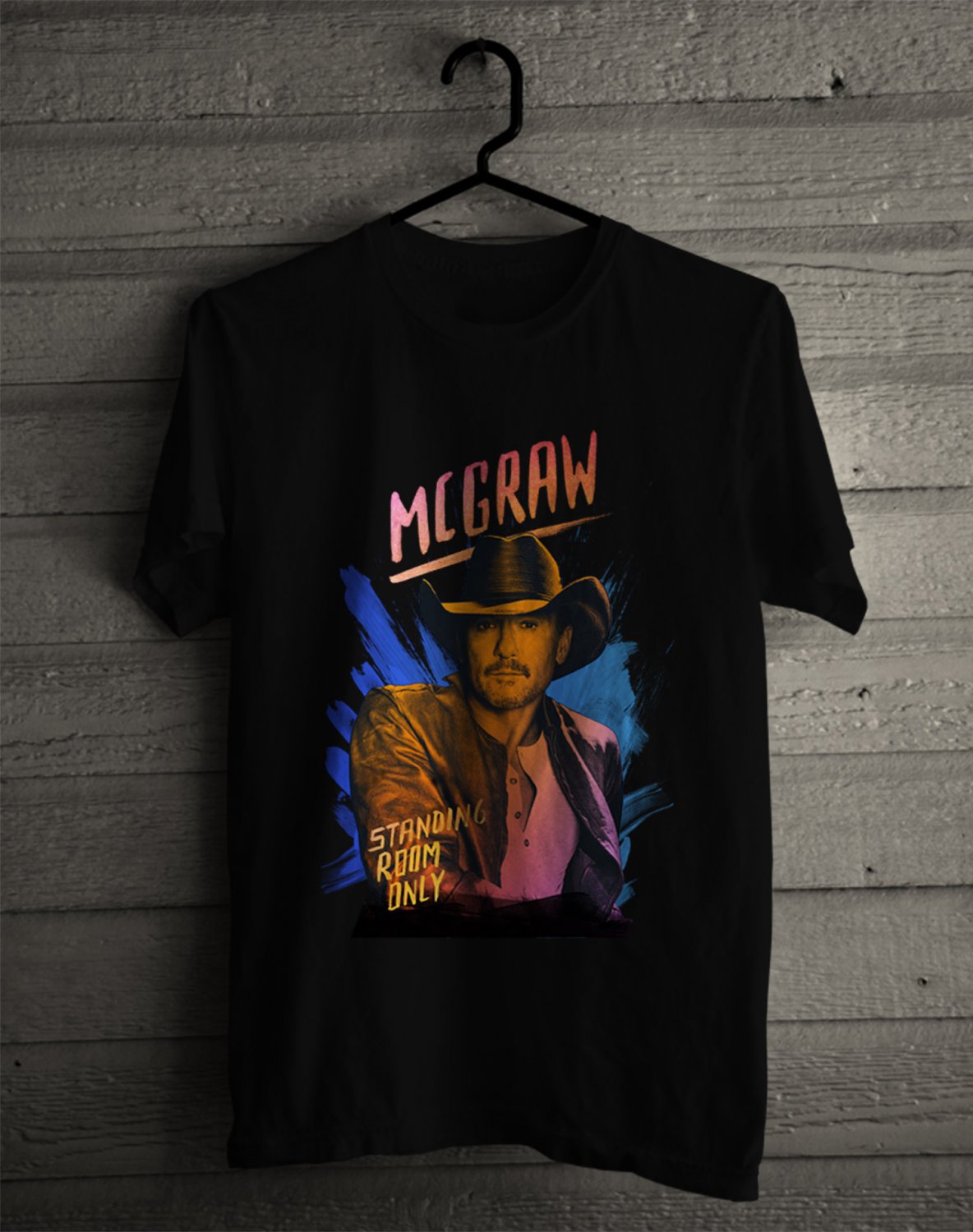 TIM McGRAW STANDING ROOM ONLY TOUR FRONT SIDE BLACK TEE ADL01