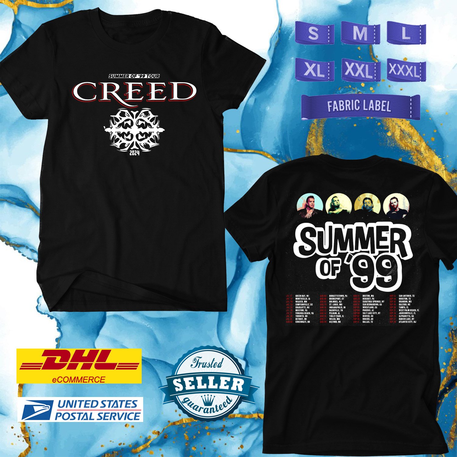 CREED SUMMER OF 99 TOUR 2024, CREED TOUR, CREED FAN SHIRT, UNISEX TEE ADL02