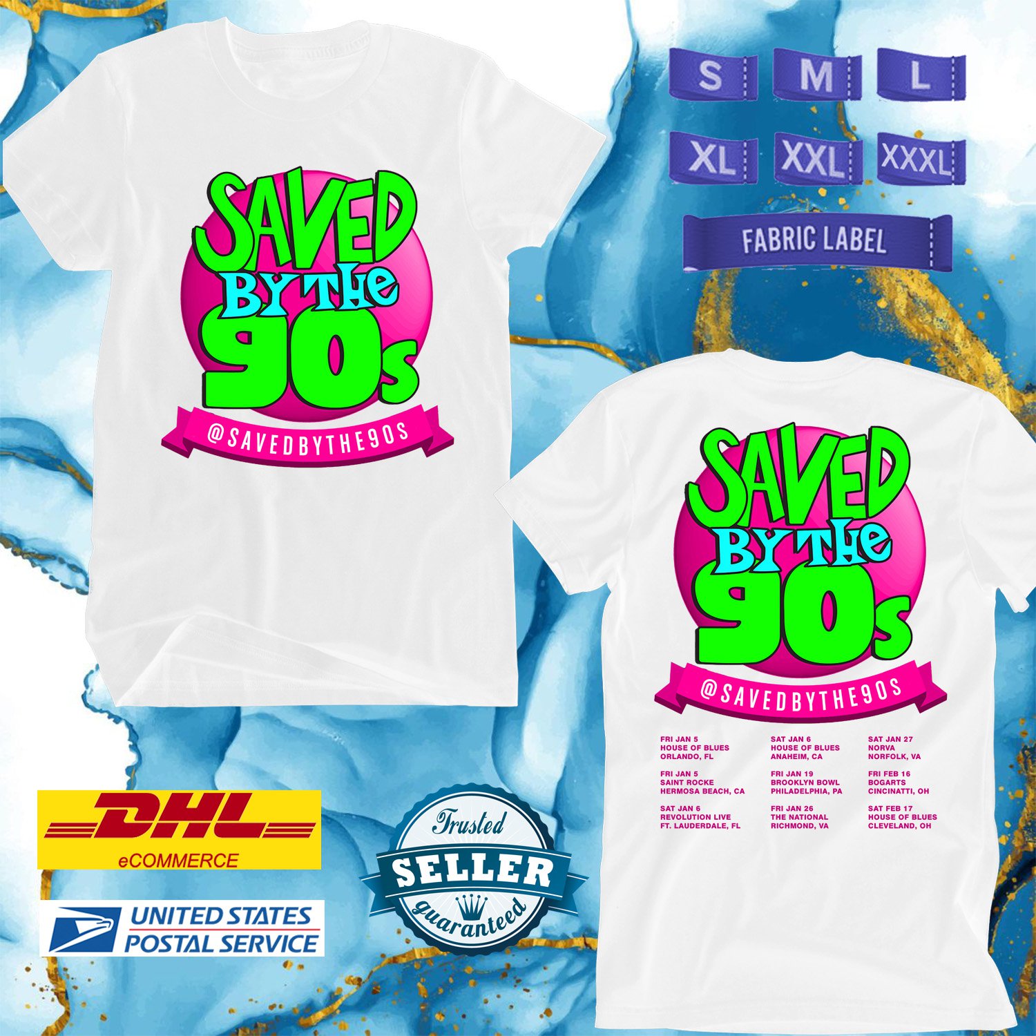 SAVED BY THE 90S TOUR 2024, SAVED BY THE 90S TOUR, SAVED BY THE 90S FAN,UNISEX WHITE TEE ADL01