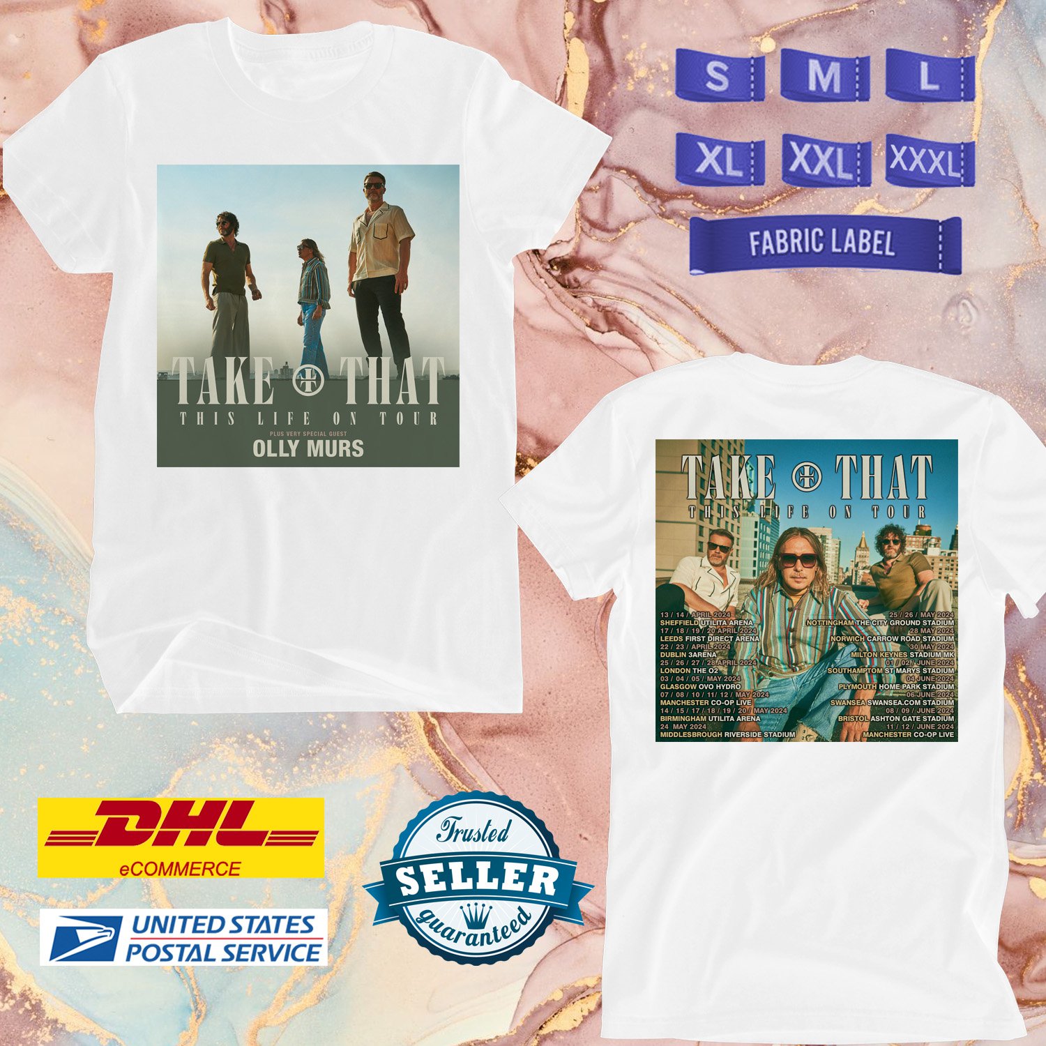 TAKE THAT THIS LIFE U.KINGDOM TOUR 2024, TAKE THAT TOUR, TAKE THAT FAN,UNISEX WHITE TEE ADL01