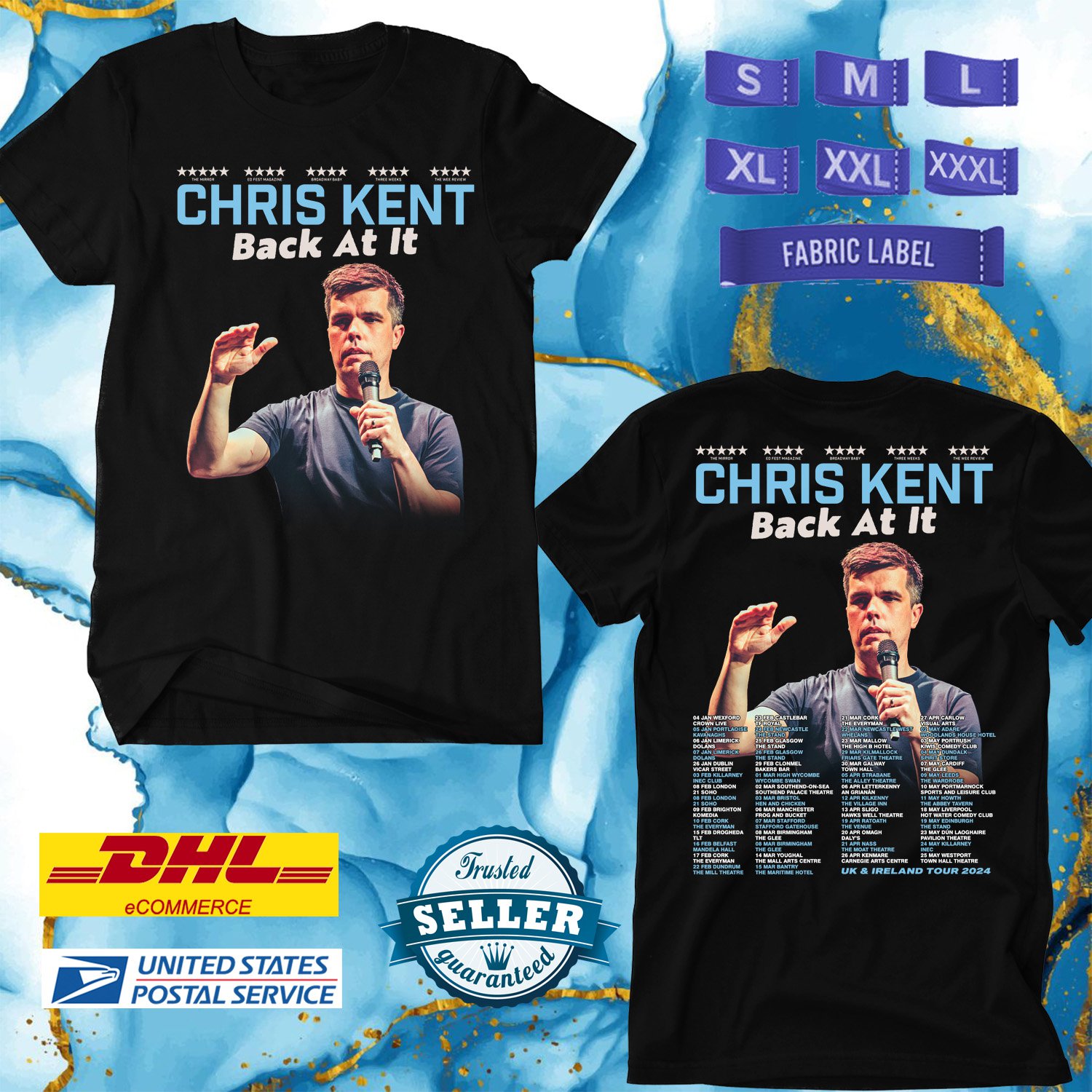 CHRIS KENT BACK AT IT U.KINGDOM TOUR 2024, CHRIS KENTTOUR, CHRIS KENT FAN T SHIRT,UNISEX TEE ADL01