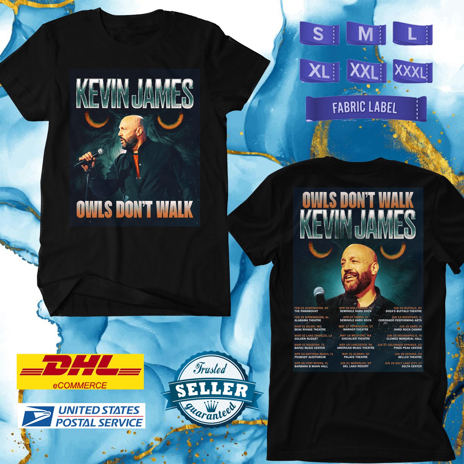 KEVIN JAMES OWLS DONT WALK TOUR 2024, KEVIN JAMES TOUR, KEVIN JAMES FAN T SHIRT,UNISEX TEE ADL02