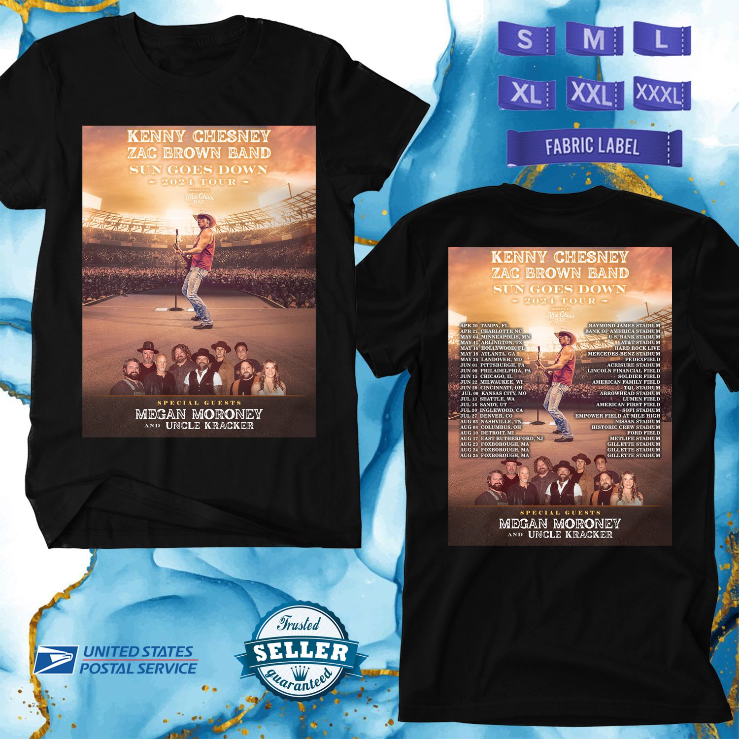 KENNY CHESNEY SUN GOES DOWN TOUR 2024, KENNY CHESNEY TOUR,UNISEX TEE ADL01