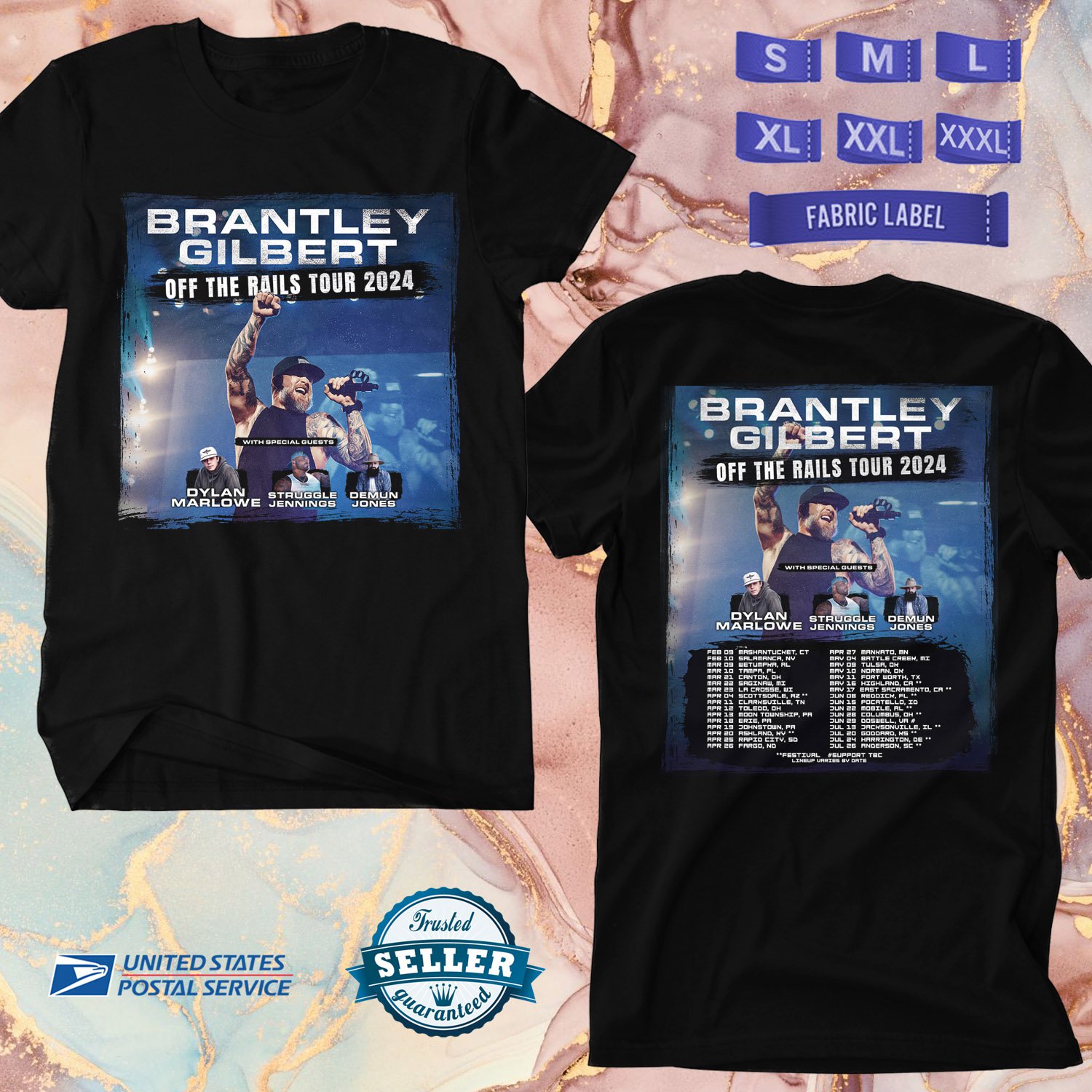 BRANTLEY GILBERT OFF THE RAILS TOUR 2024, BRANTLEY GILBERT TOUR, BRANTLEY,UNISEX TEE ADL01