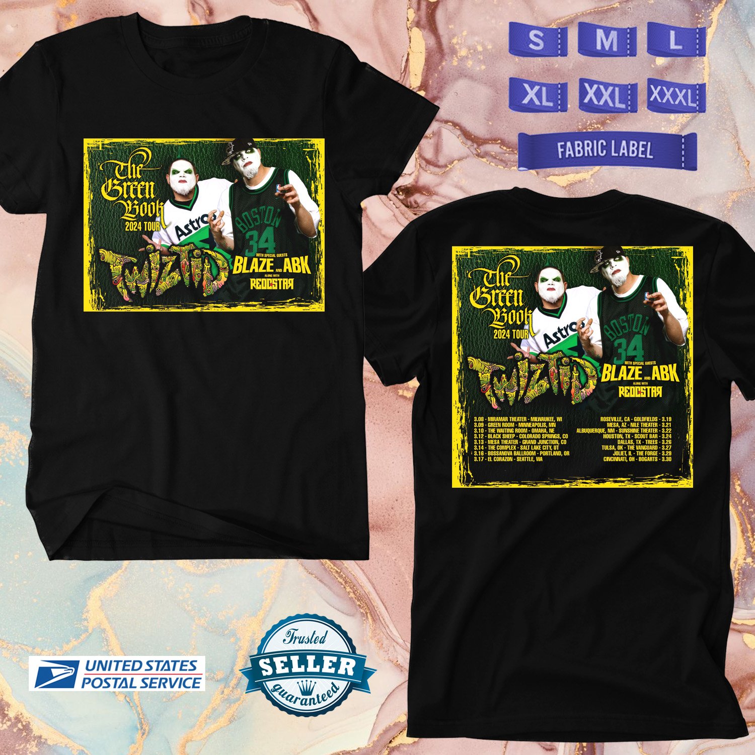 TWIZTID THE GREEN BOOK USA TOUR 2024, TWIZTID TOUR, TWIZTID T SHIRT,UNISEX TEE ADL01