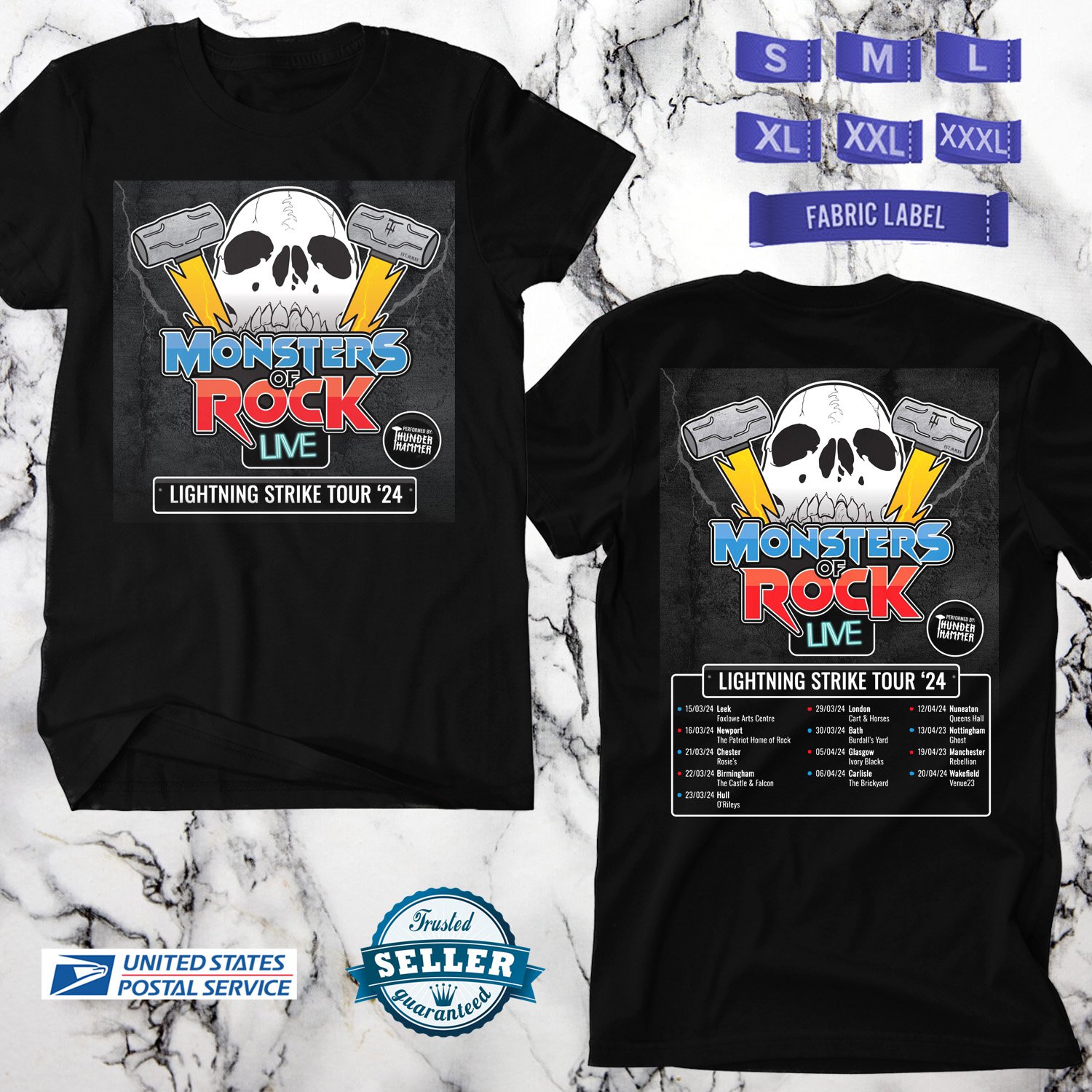 MONSTER OF ROCK LIGHTNING STRIKE UK MUSIC FESTIVAL 2024,UNISEX TEE ADL01