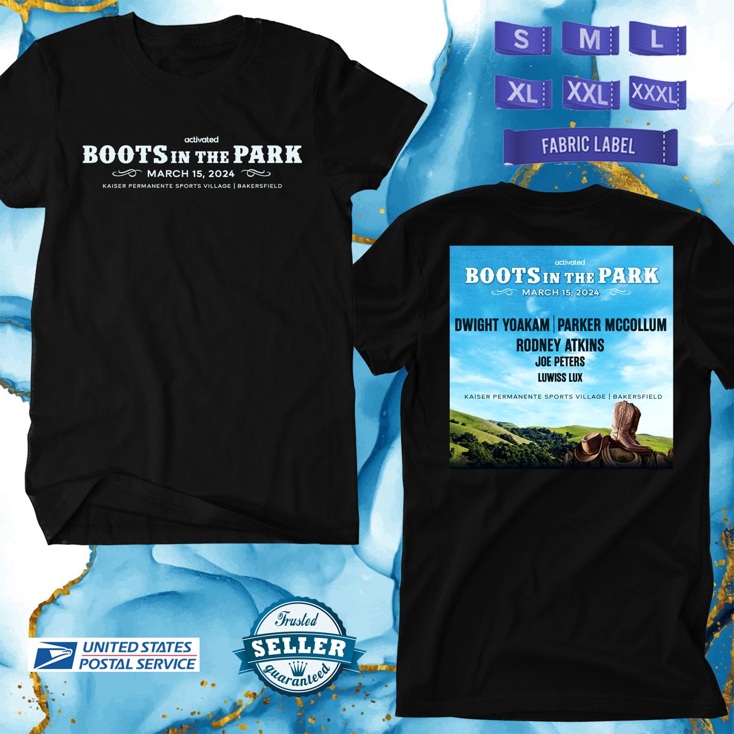 BOOTS IN THE PARK 15 MAR MUSIC FESTIVAL 2024,BOOTS IN THE PARK BAKERSFIELD FES, UNISEX TEE ADL01