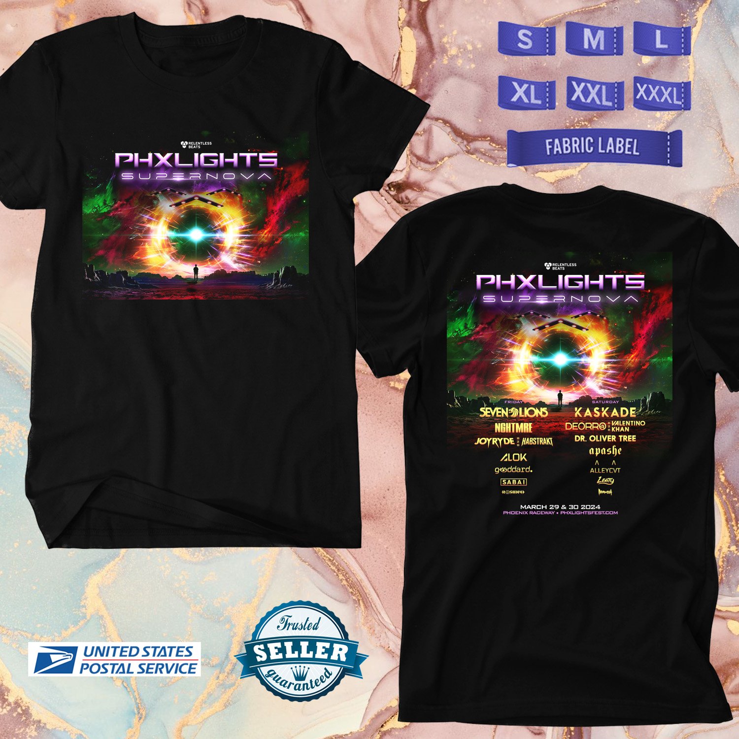 PHX LIGHTS SUPERNOVA MUSIC FESTIVAL 2024,BOOTS PHX LIGHTS SUPERNOVA FESTIVAL, UNISEX TEE ADL01
