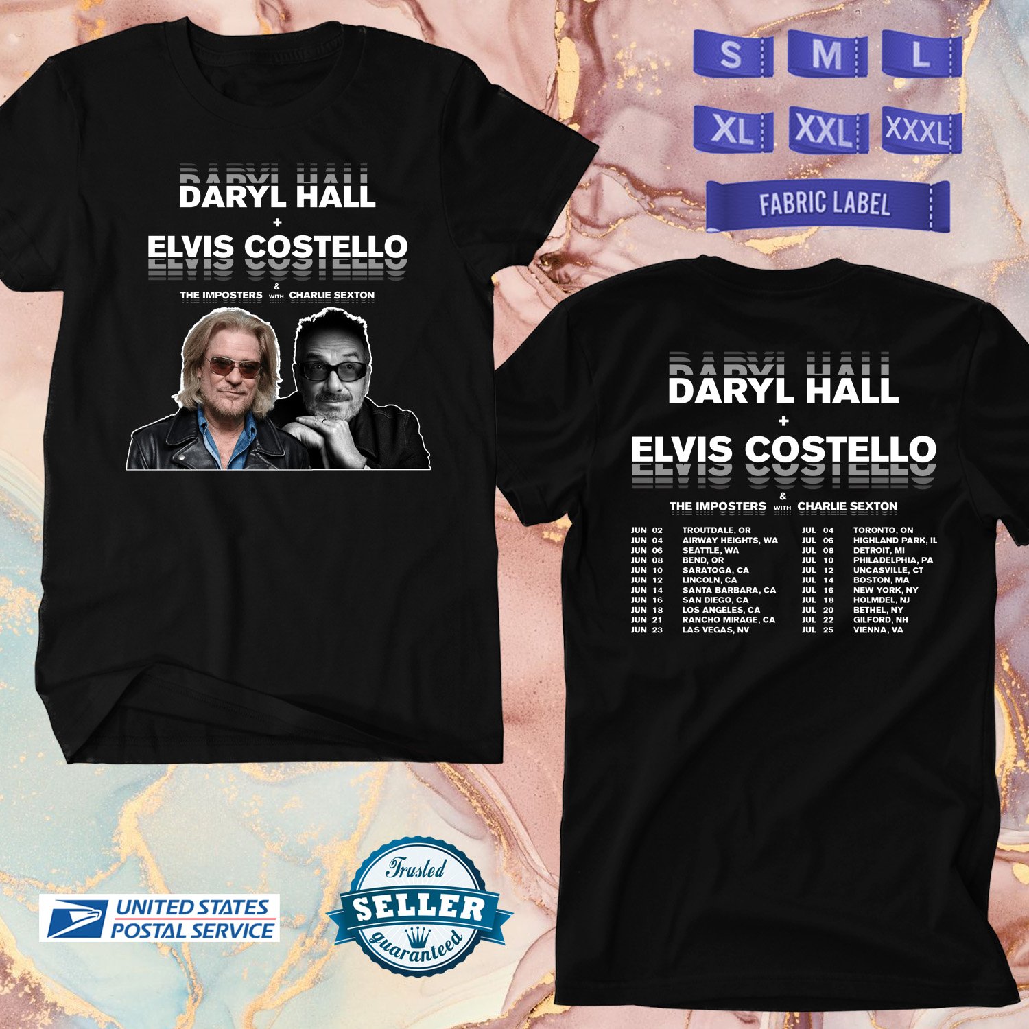 DARYL HALL & ELVIS COSTELLO TOUR 2024, DARYL HALL, UNISEX TEE ADL01