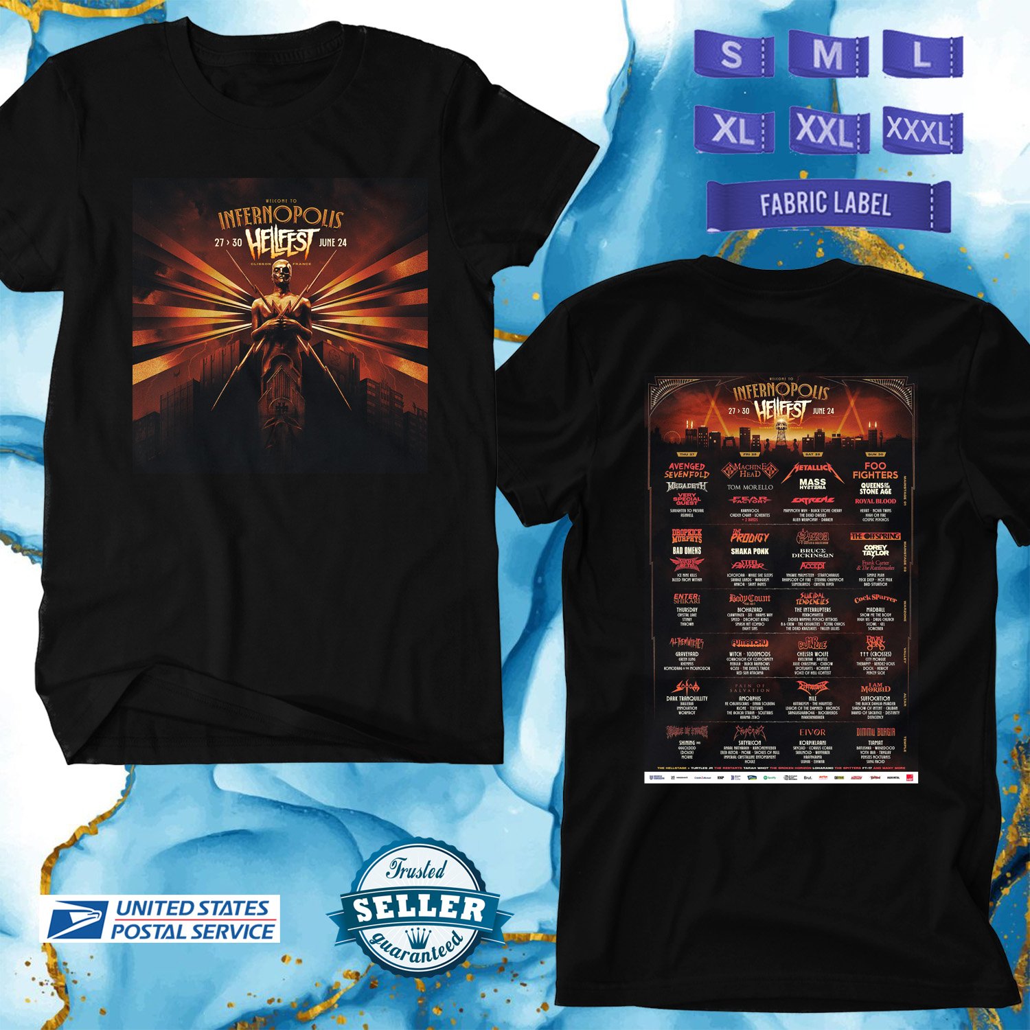 WELCOME TO INFERNOPOLIS HELLFEST 2024, WELCOME TO INFERNOPOLIS HELLFEST, UNISEX TEE ADL01