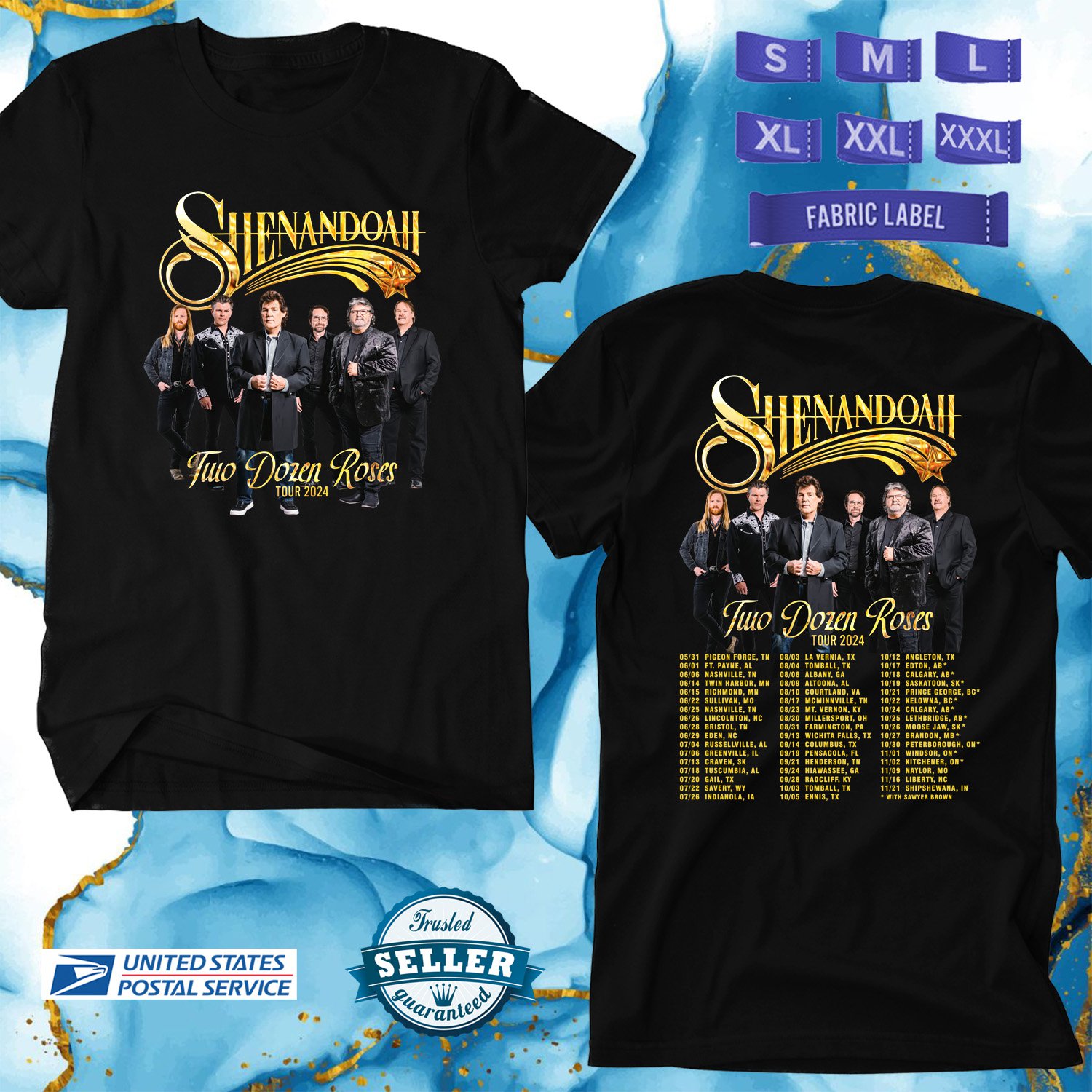 SHENANDOAH TWO DOZEN ROSES TOUR 2024, SHENANDOAH TOUR, SHENANDOAH, UNISEX TEE ADL01