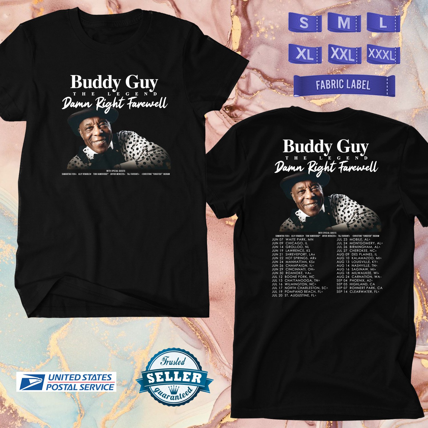 BUDDY GUY DAMN RIGHT FAREWELL TOUR 2024, BUDDY GUY TOUR, UNISEX TEE ADL01