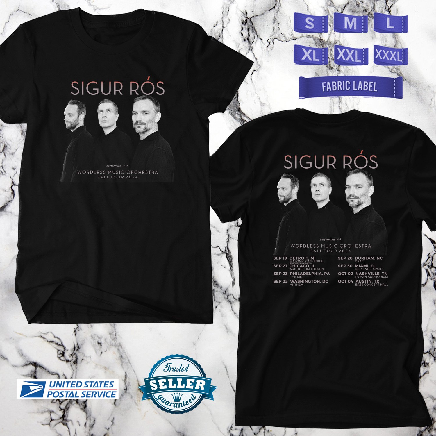 SIGUR ROS & WORDLESS MUSIC ORCHESTRA FALL TOUR 2024, SIGUR ROS TOUR, UNISEX TEE ADL01