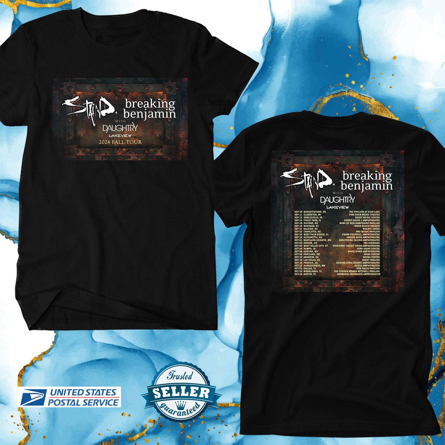 STAIND W BREAKING BENJAMIN FALL TOUR 2024, STAIND TOUR,UNISEX TEE ADL01