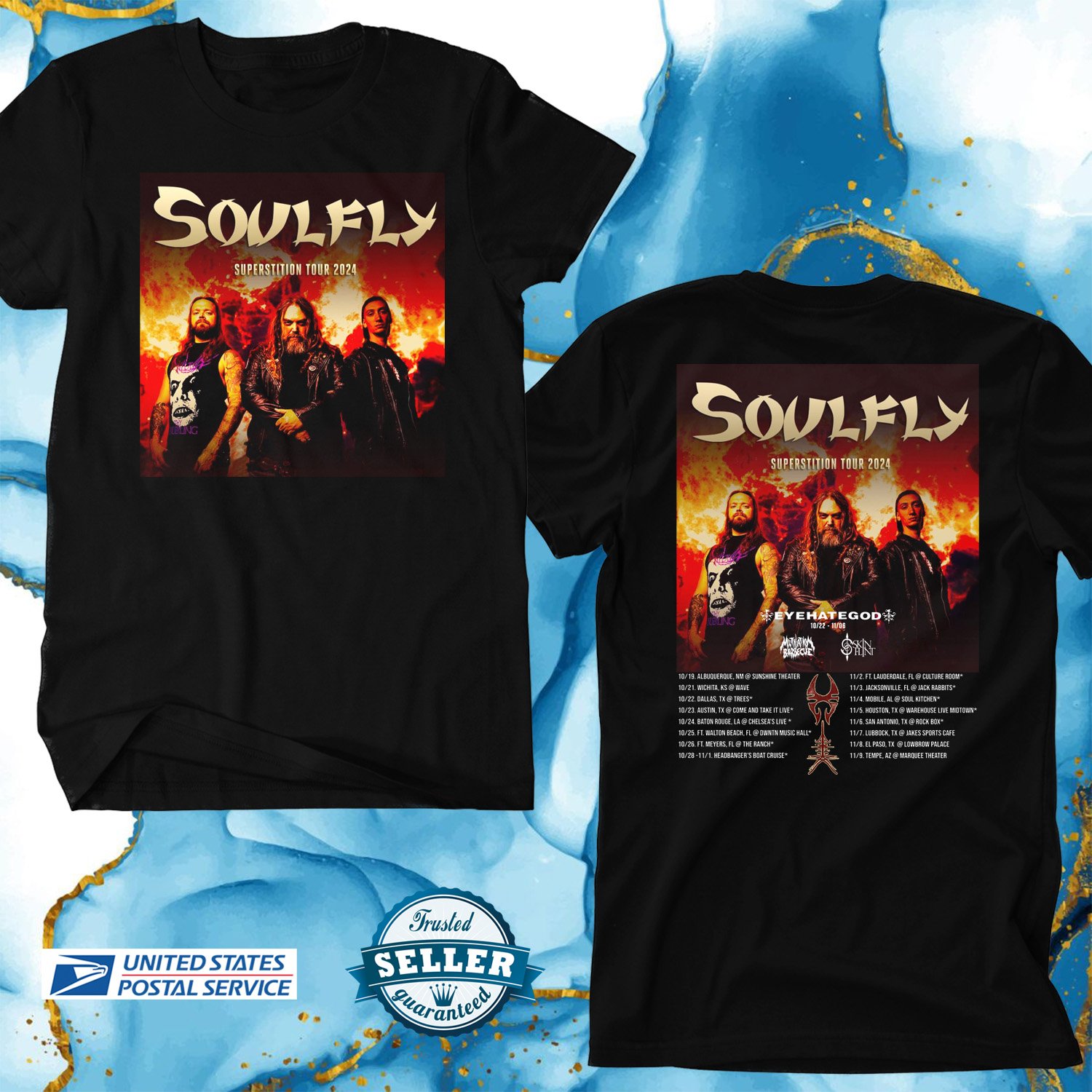 SOULFLY THE SUPERSTITION USA FALL TOUR 2024, SOULFLY, UNISEX TEE ADL01