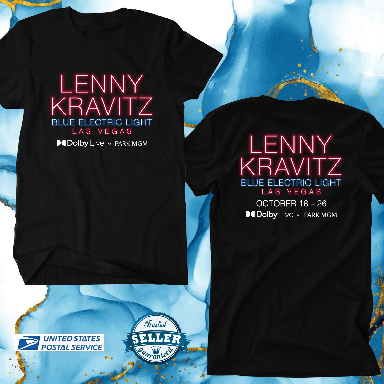 LENNY KRAVITZ BLUE ELECTRIC LIGHT LAS VEGAS TOUR 2024, LENNY KRAVITZ, UNISEX TEE ADL01