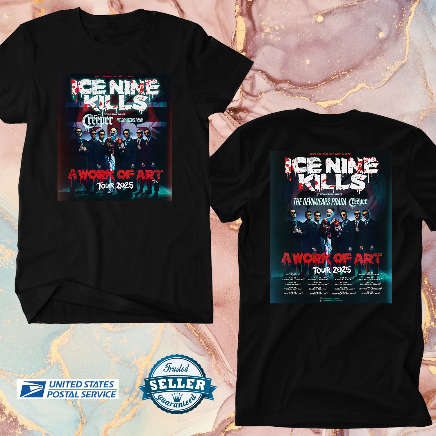 ICE NINE KILLS A WORKF OF ART EUROPE UK TOUR 2025, ICE NINE KILLS, UNISEX TEE ADL01