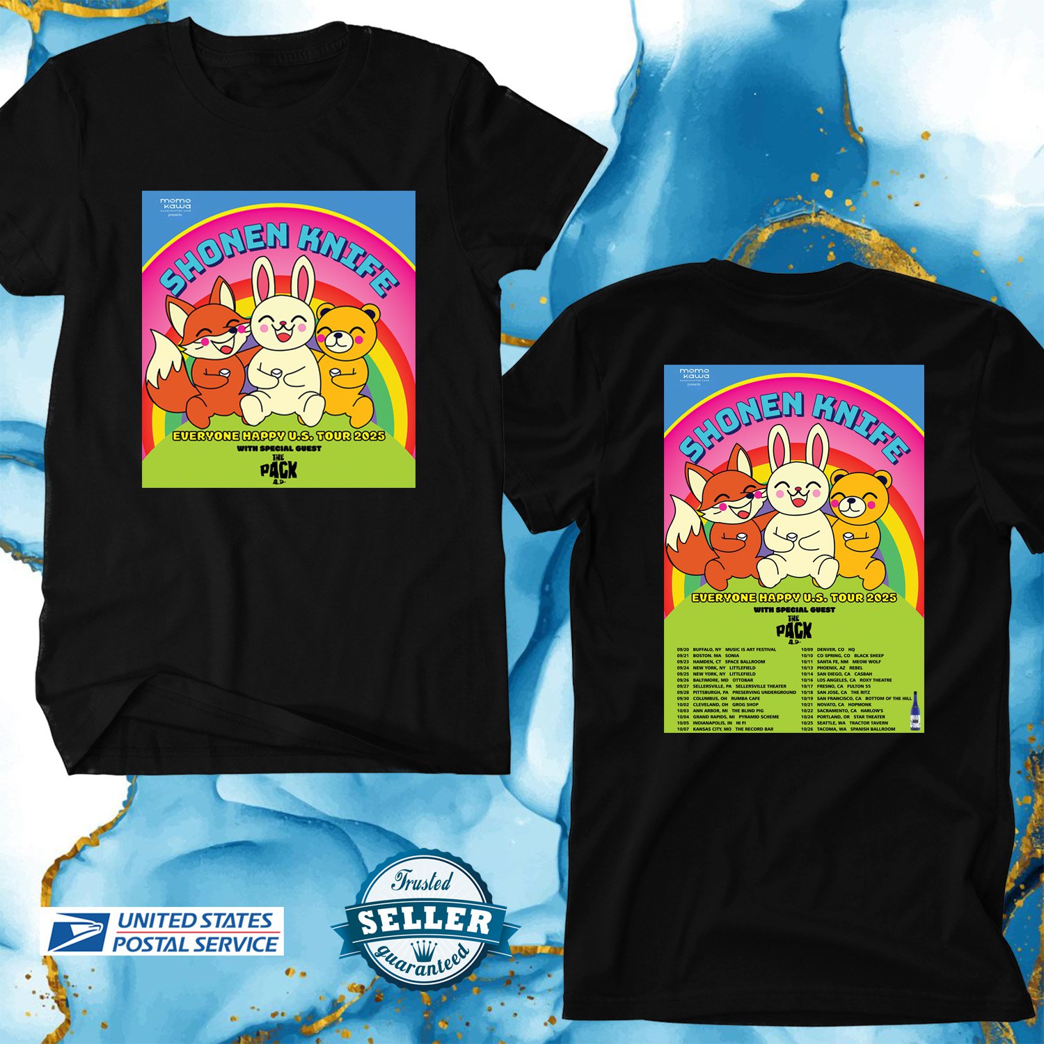 SHONEN KNIFE EVERYONE HAPPY US TOUR 2025, SHONEN KNIFE, UNISEX TEE ADL01