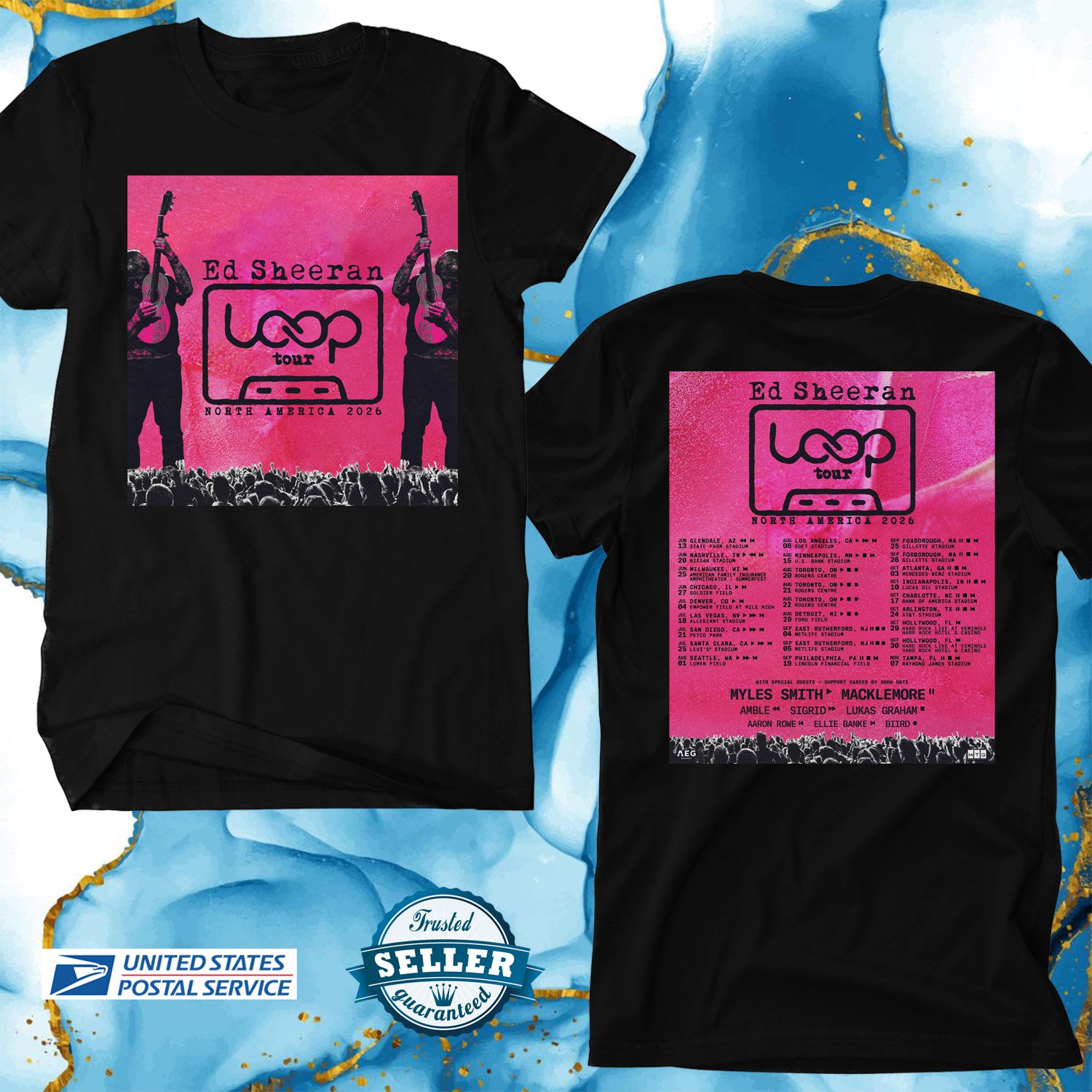 ED SHEERAN LOOP WORLD: NORTH AMERICAN TOUR 2026, ED SHEERAN, UNISEX 2 SIDE TEE ADL01
