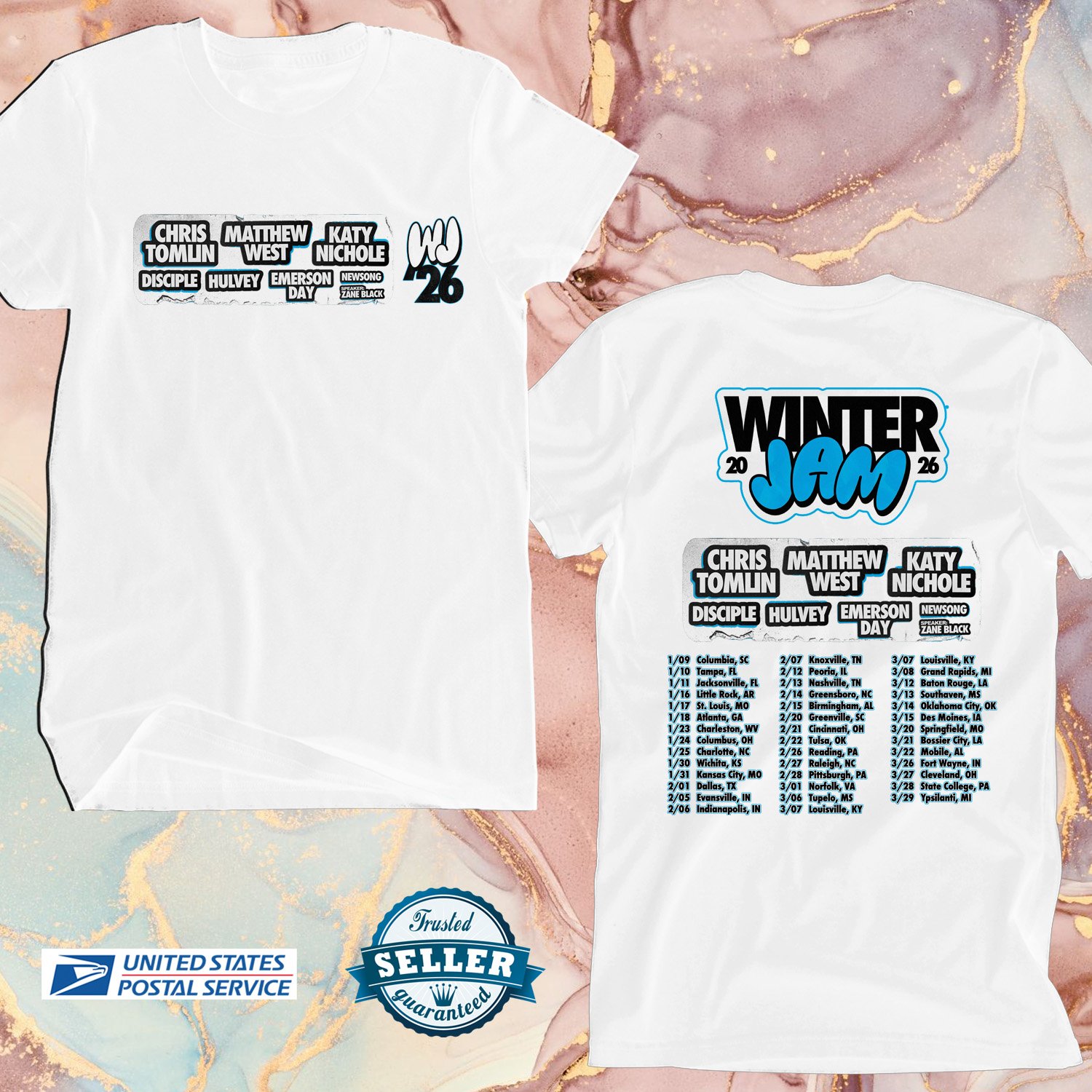 WINTER JAM TOUR 2026, WINTER JAM, UNISEX 2 SIDE WHITE TEE ADL01