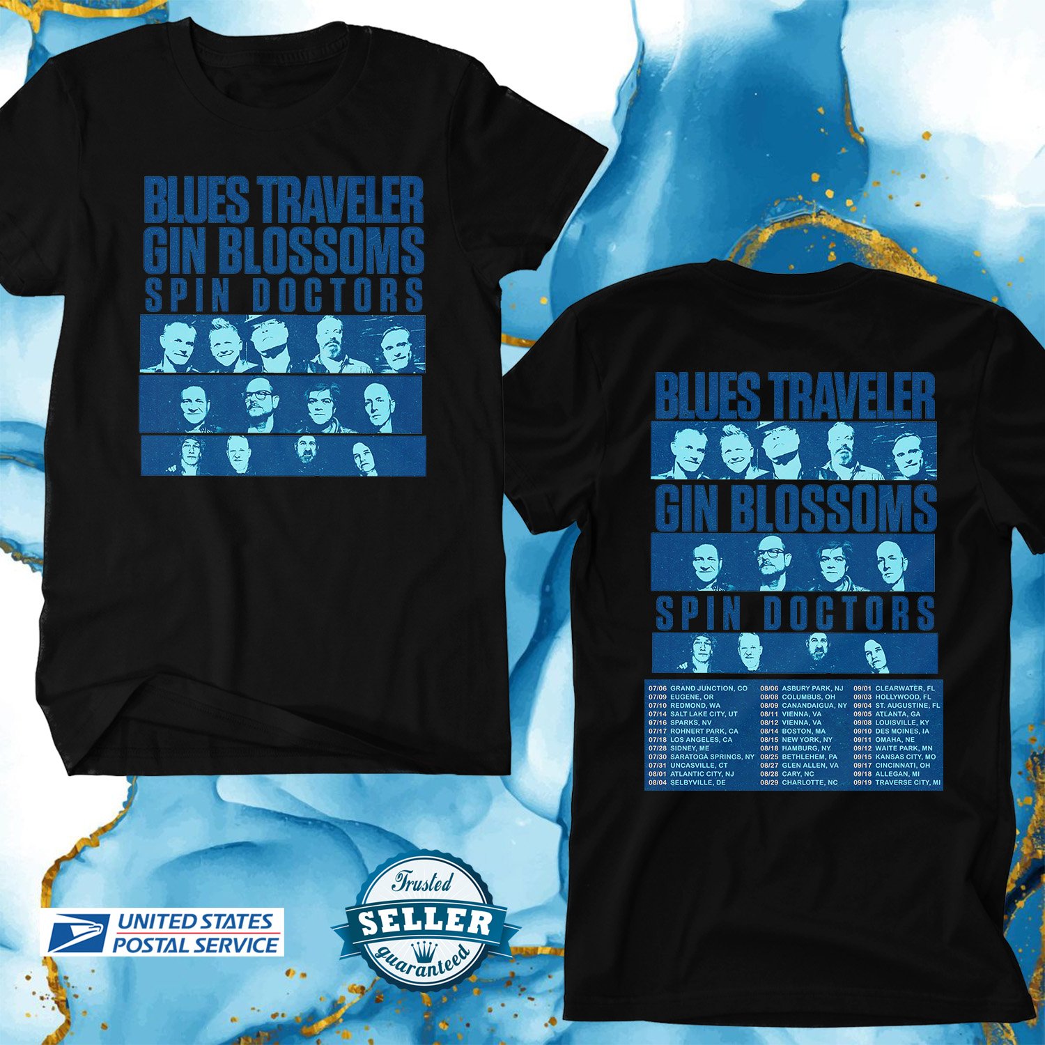 BLUES TRAVELLER SPIN DOCTOR SUMMER USA TOUR 2026, BLUES TRAVELLER, UNISEX 2 SIDE TEE ADL01