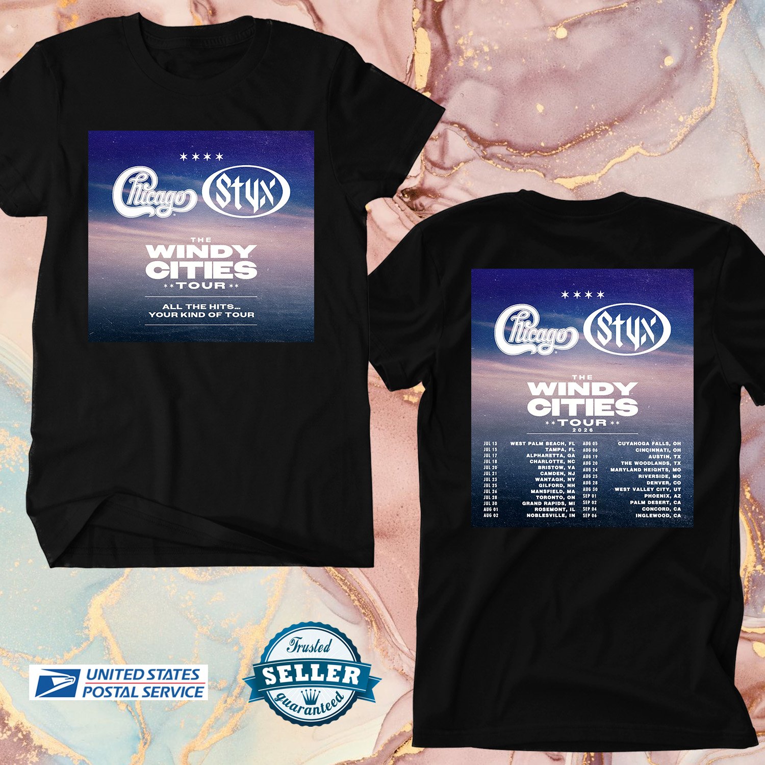 CHICAGO & STYX THE WINDY CITIES TOUR 2026, CHICAGO, STYX, UNISEX 2 SIDE TEE ADL01