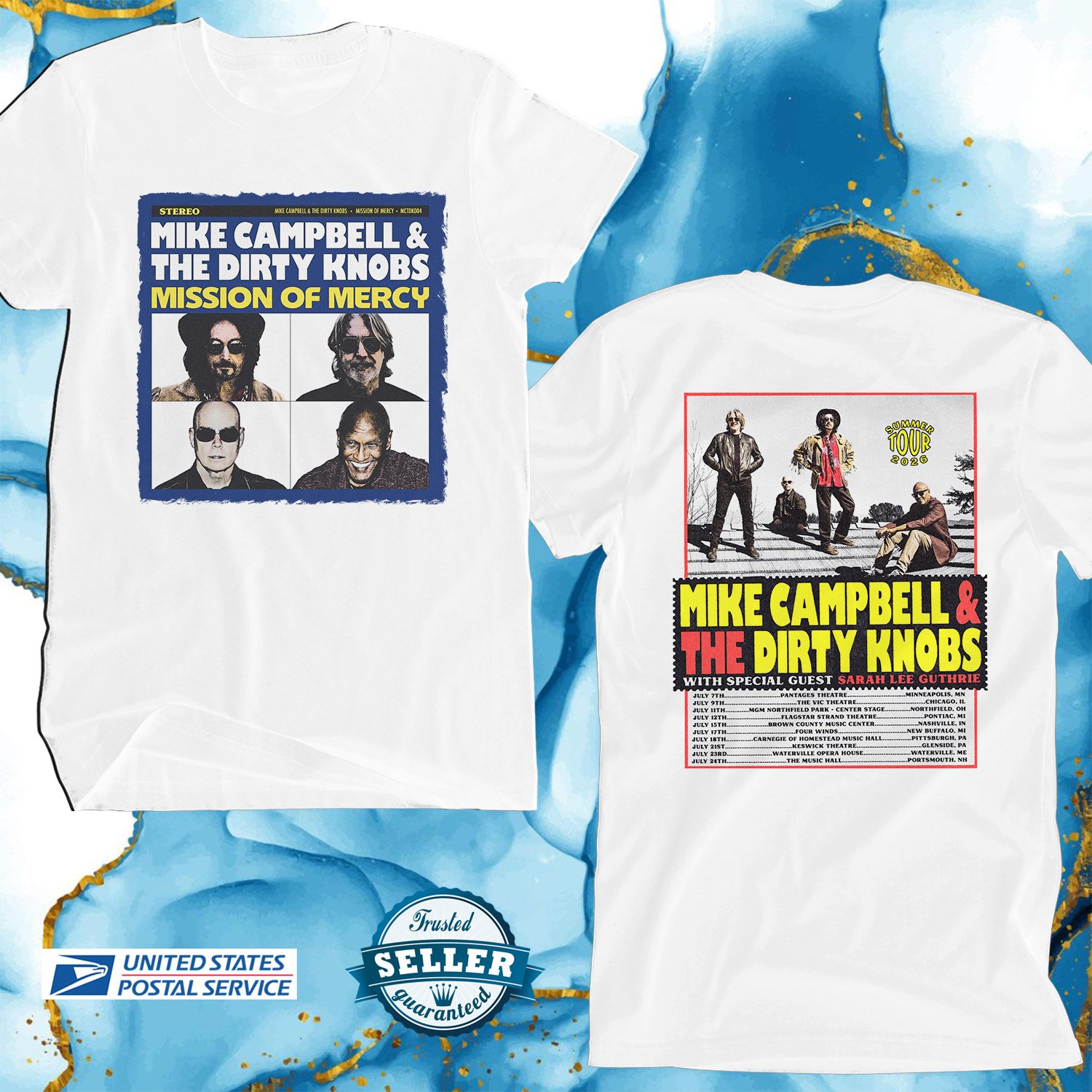 MIKE CAMPBELL & THE DIRTY KNOBS SUMMER TOUR 2026, MIKE CAMPBELL, UNISEX 2 SIDE SUMMER TEE ADL01