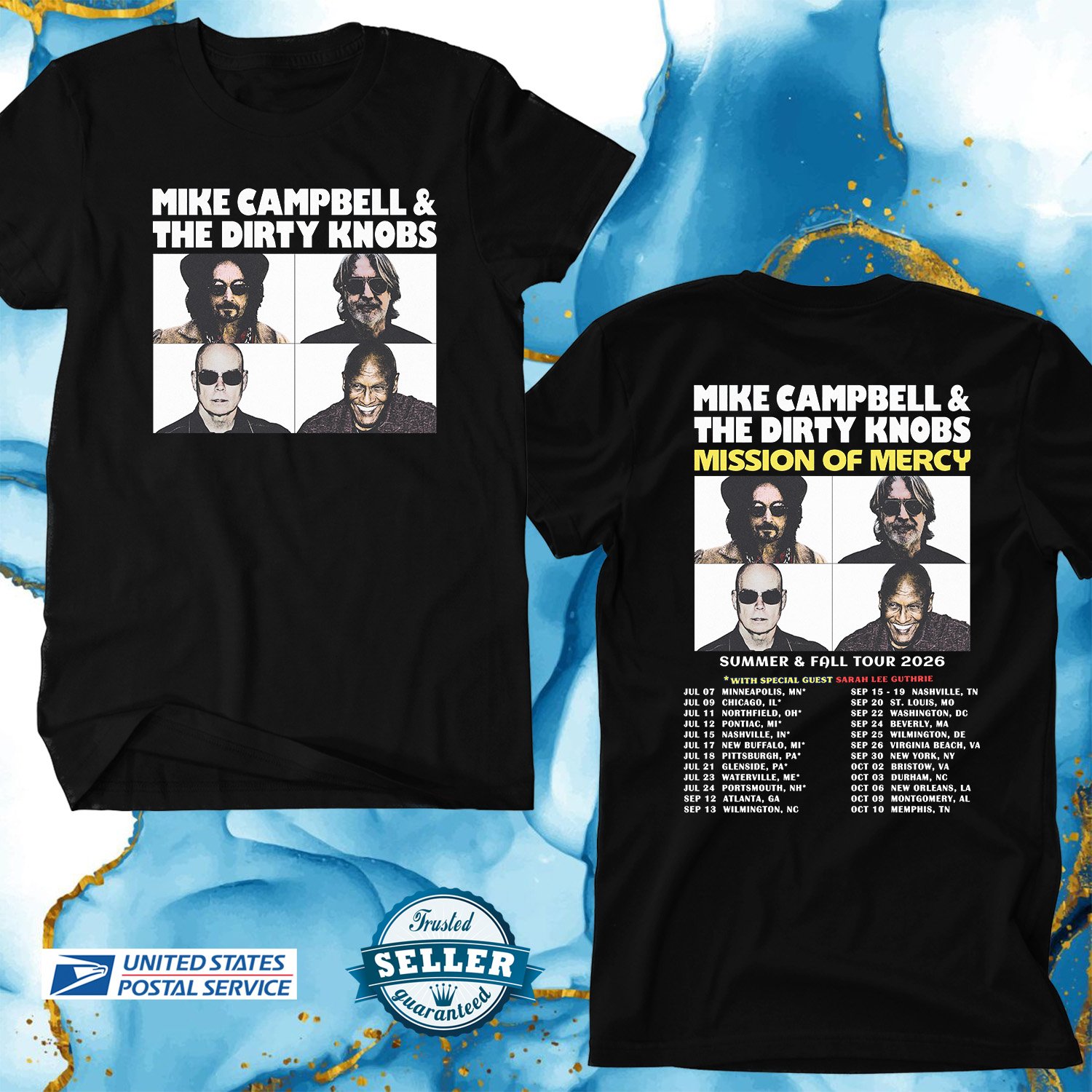 MIKE CAMPBELL & THE DIRTY KNOBS SUMMER FALL TOUR 2026, MIKE CAMPBELL, UNISEX 2 SIDE TEE ADL01
