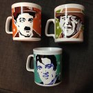 VTG English KILN CRAFT Stoneware Celebrity Mugs Charlie Chaplin, Elvis Presly