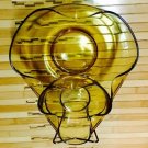 Glass Punchbowl in Smoky Amber 3-Piece Set | Handblown Glass Charming Drink Set