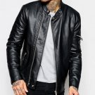 Mens Black Leather Racing Biker Jackets with Lined Inner Design